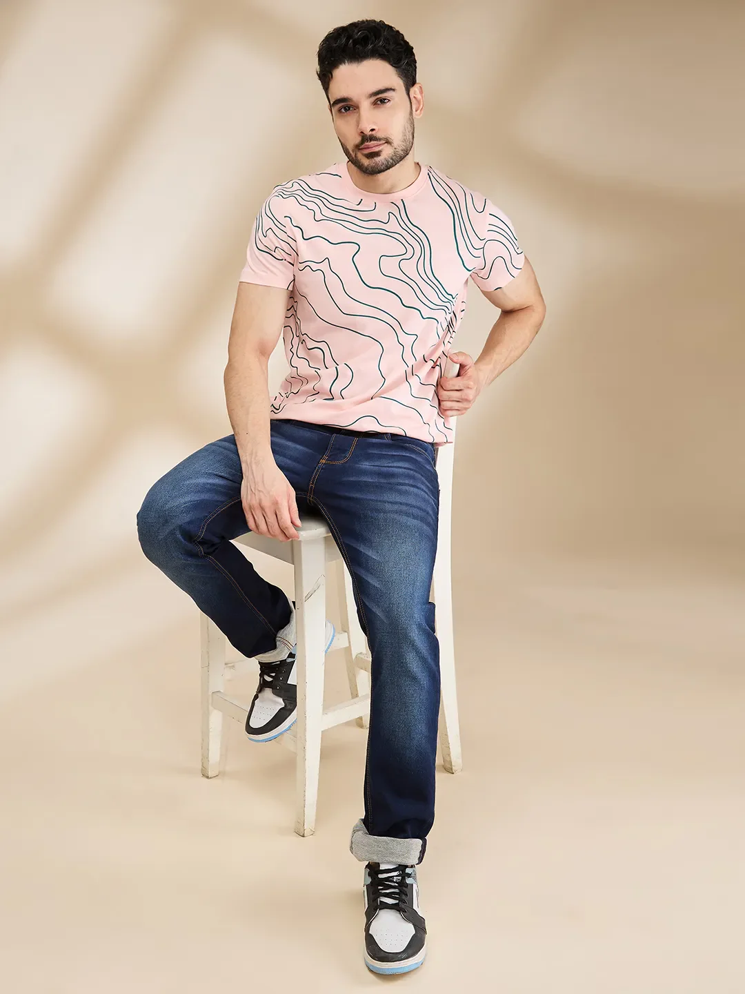 Pink Regular Fit Men's Short Sleeves T-Shirt by Being Human Clothing - Image 6
