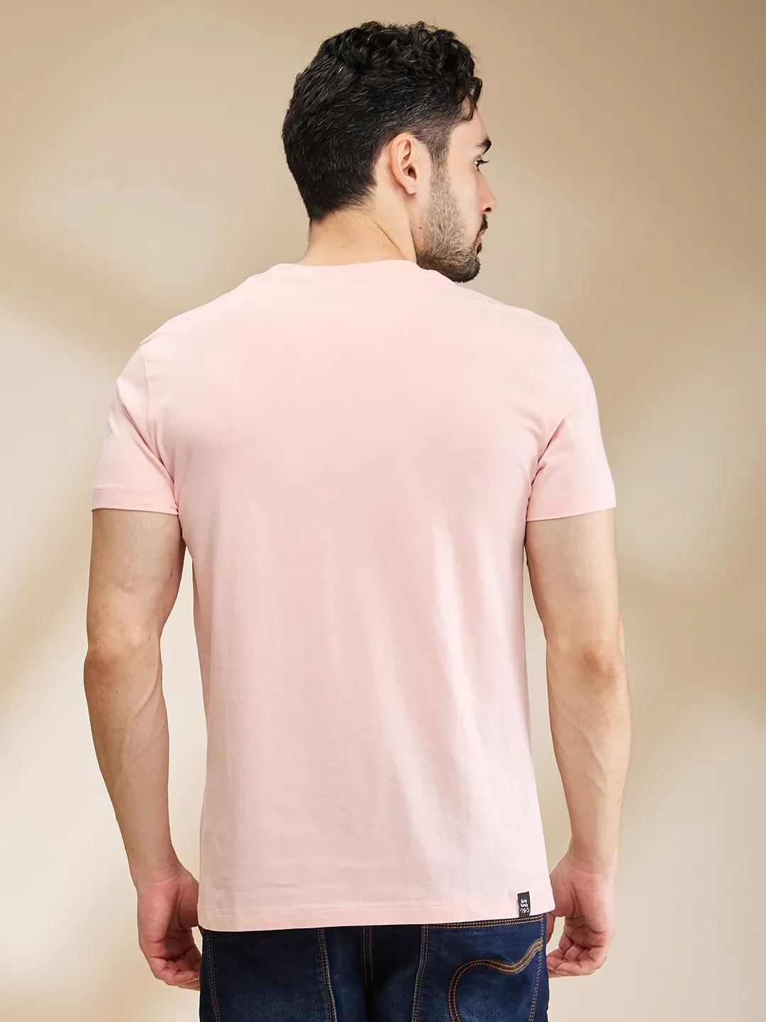 Pink Regular Fit Men's Short Sleeves T-Shirt by Being Human Clothing - Image 3