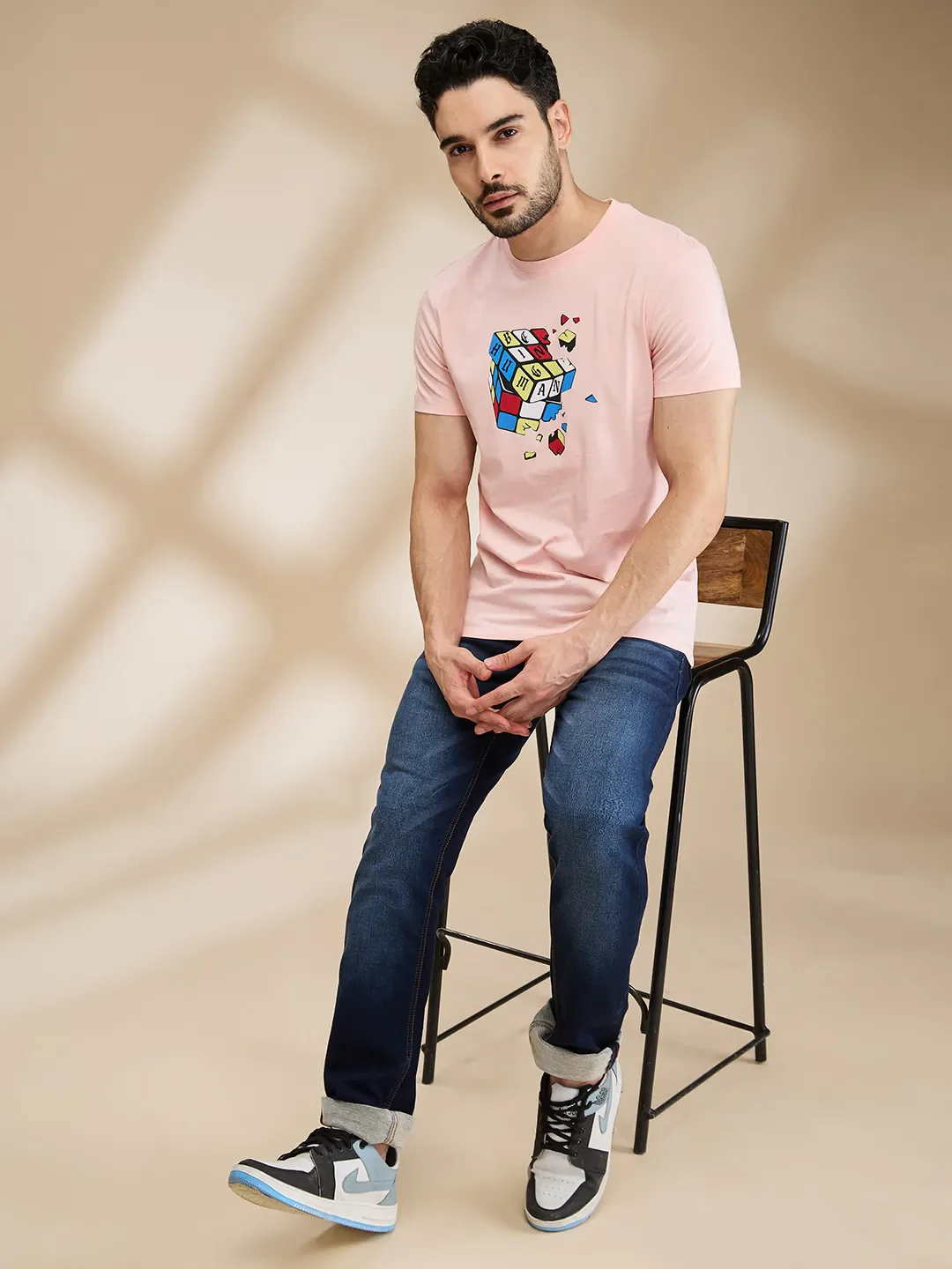 Pink Regular Fit Men's Short Sleeves T-Shirt by Being Human Clothing - Image 6