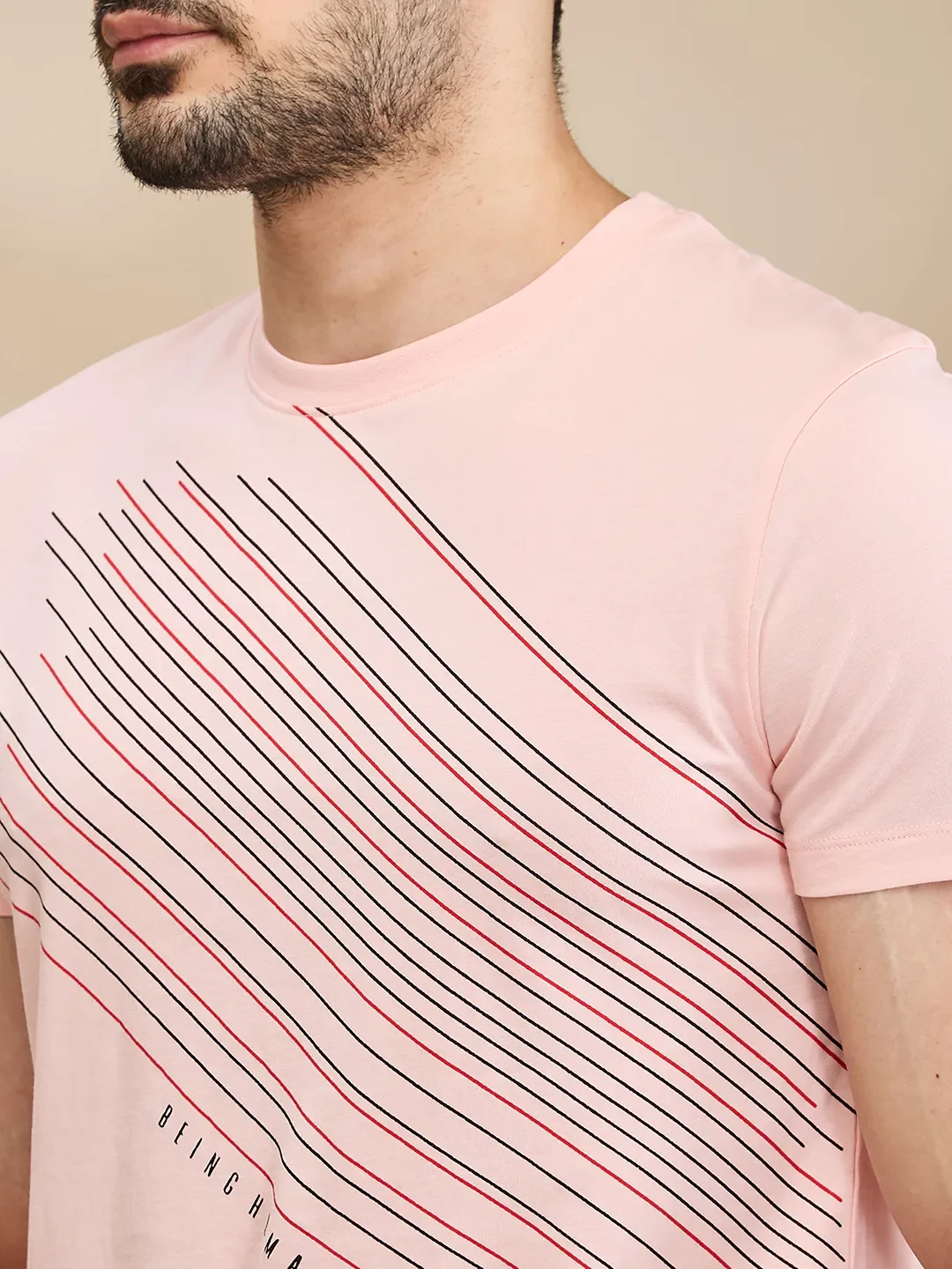 Pink Regular Fit Men's Short Sleeves T-Shirt by Being Human Clothing - Image 5