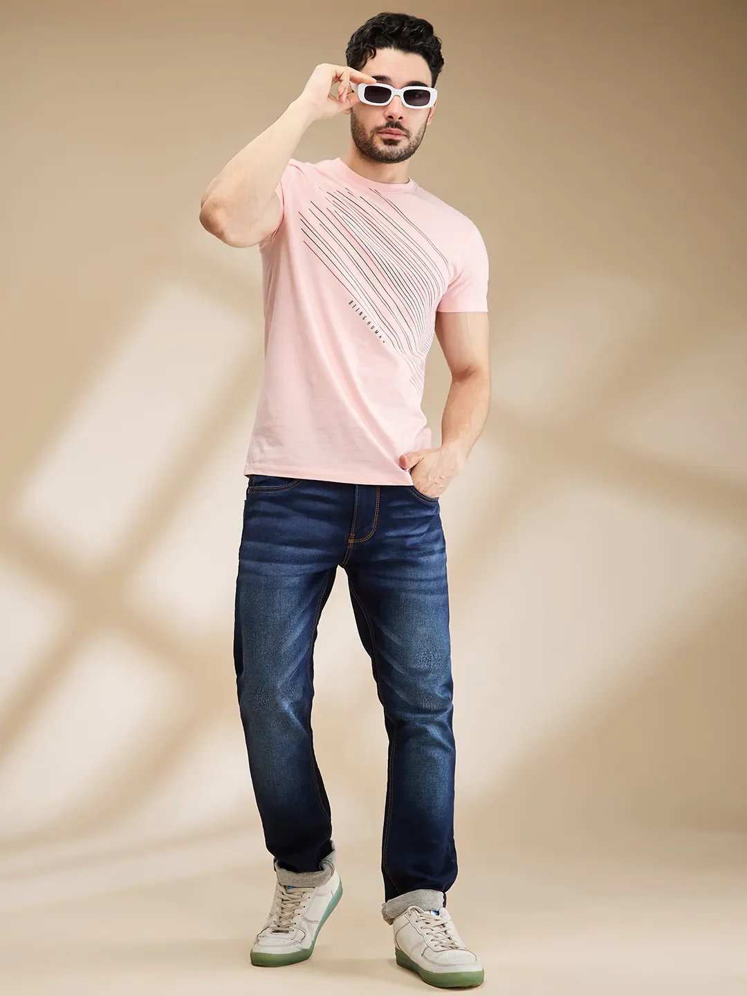 Pink Regular Fit Men's Short Sleeves T-Shirt by Being Human Clothing - Image 6