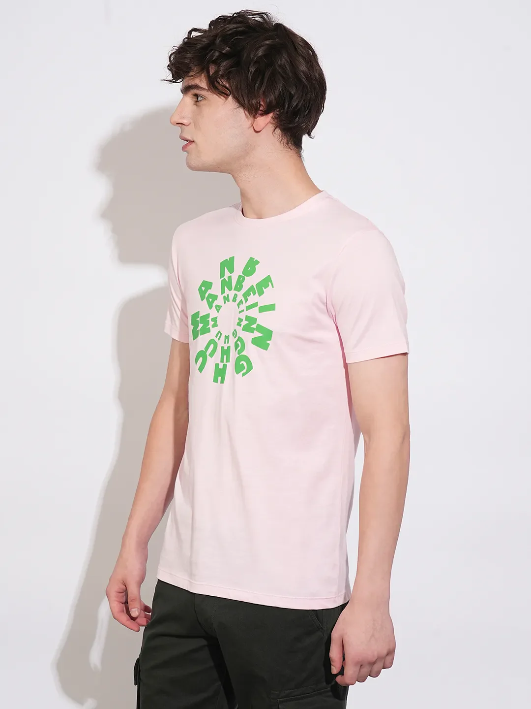 Pink Regular Fit Round Neck Men's T-Shirt by Being Human Clothing - Image 2