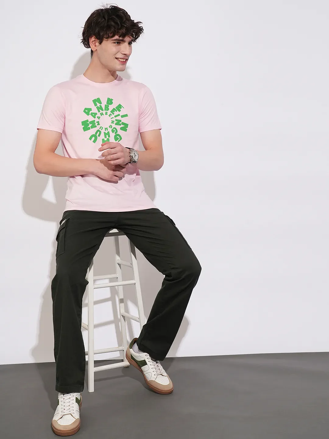 Pink Regular Fit Round Neck Men's T-Shirt by Being Human Clothing - Image 4