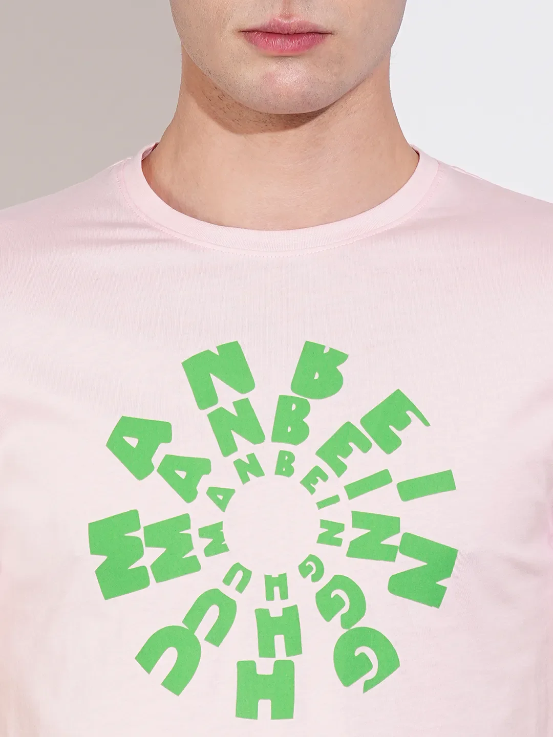 Pink Regular Fit Round Neck Men's T-Shirt by Being Human Clothing - Image 5