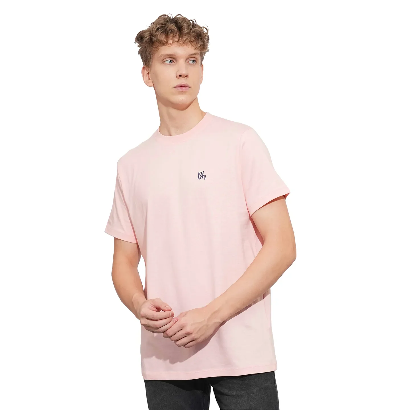 Pink Easy Fit Round Neck Men's T-Shirt by Being Human Clothing