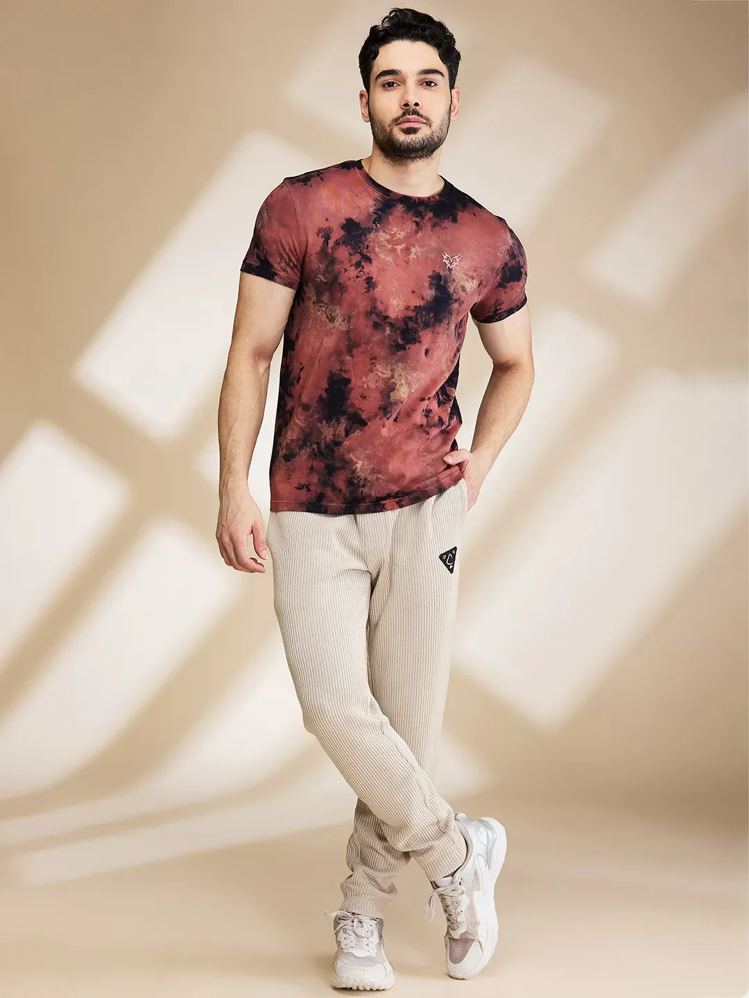 Maroon Regular Fit Men's Short Sleeves T-Shirt by Being Human Clothing - Image 2