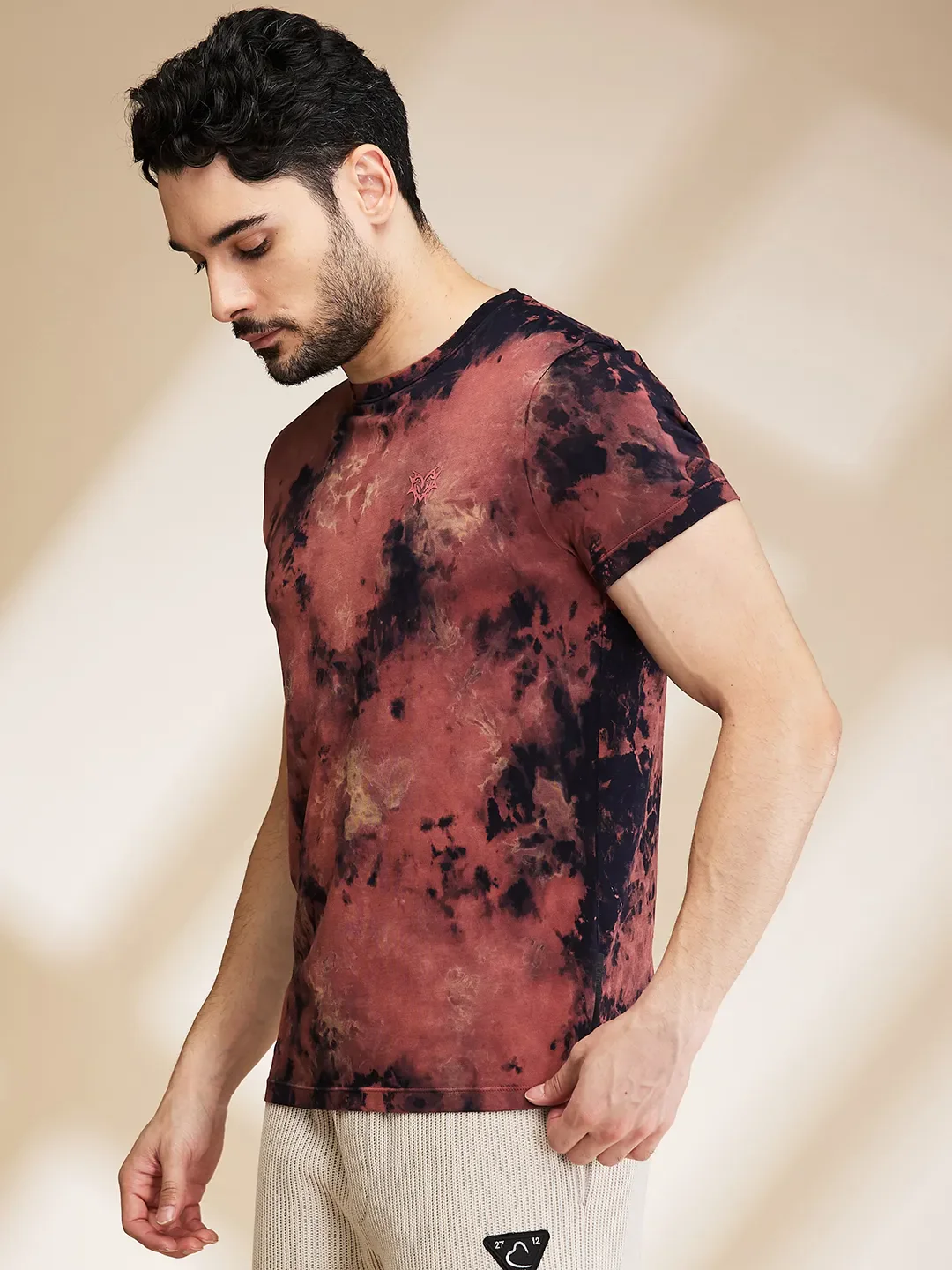 Maroon Regular Fit Men's Short Sleeves T-Shirt by Being Human Clothing - Image 4