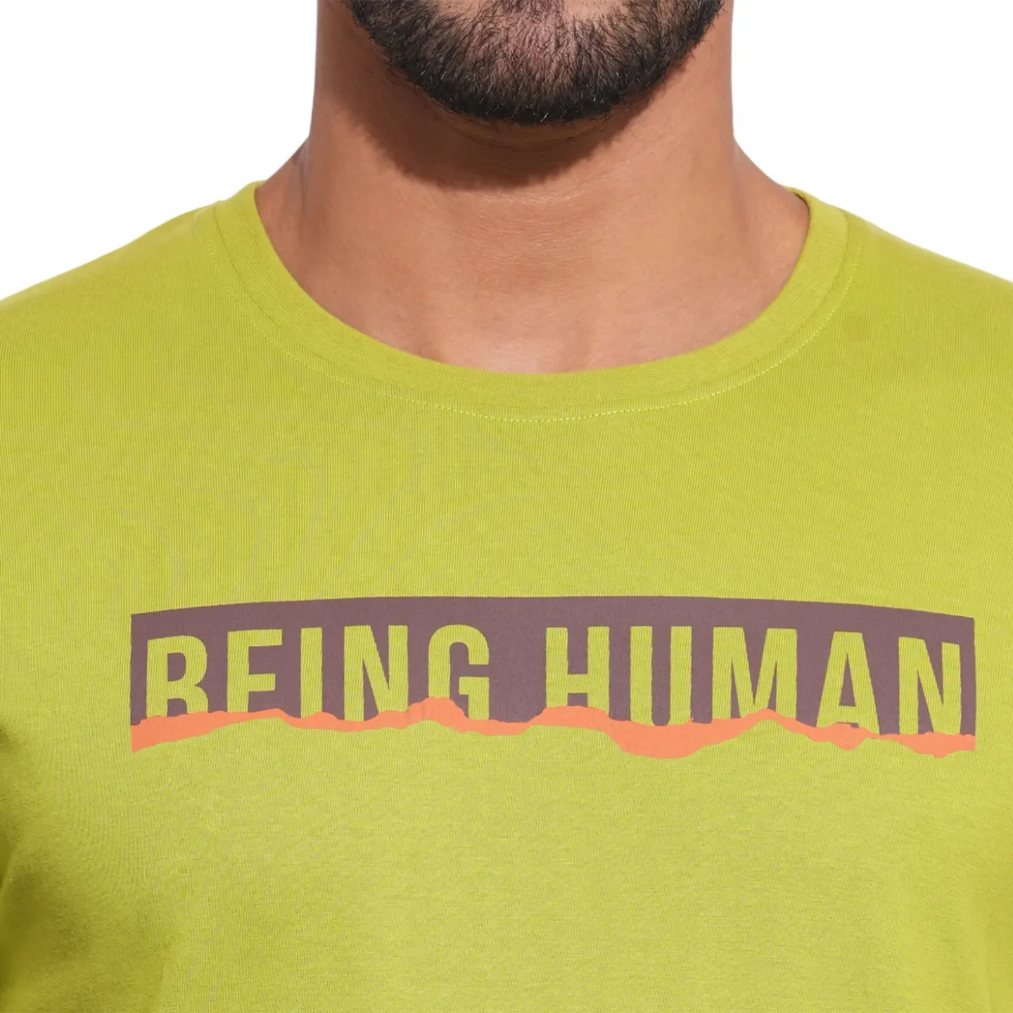 Pop Green Slim Fit Round Neck Men's T-Shirt by Being Human Clothing - Image 5