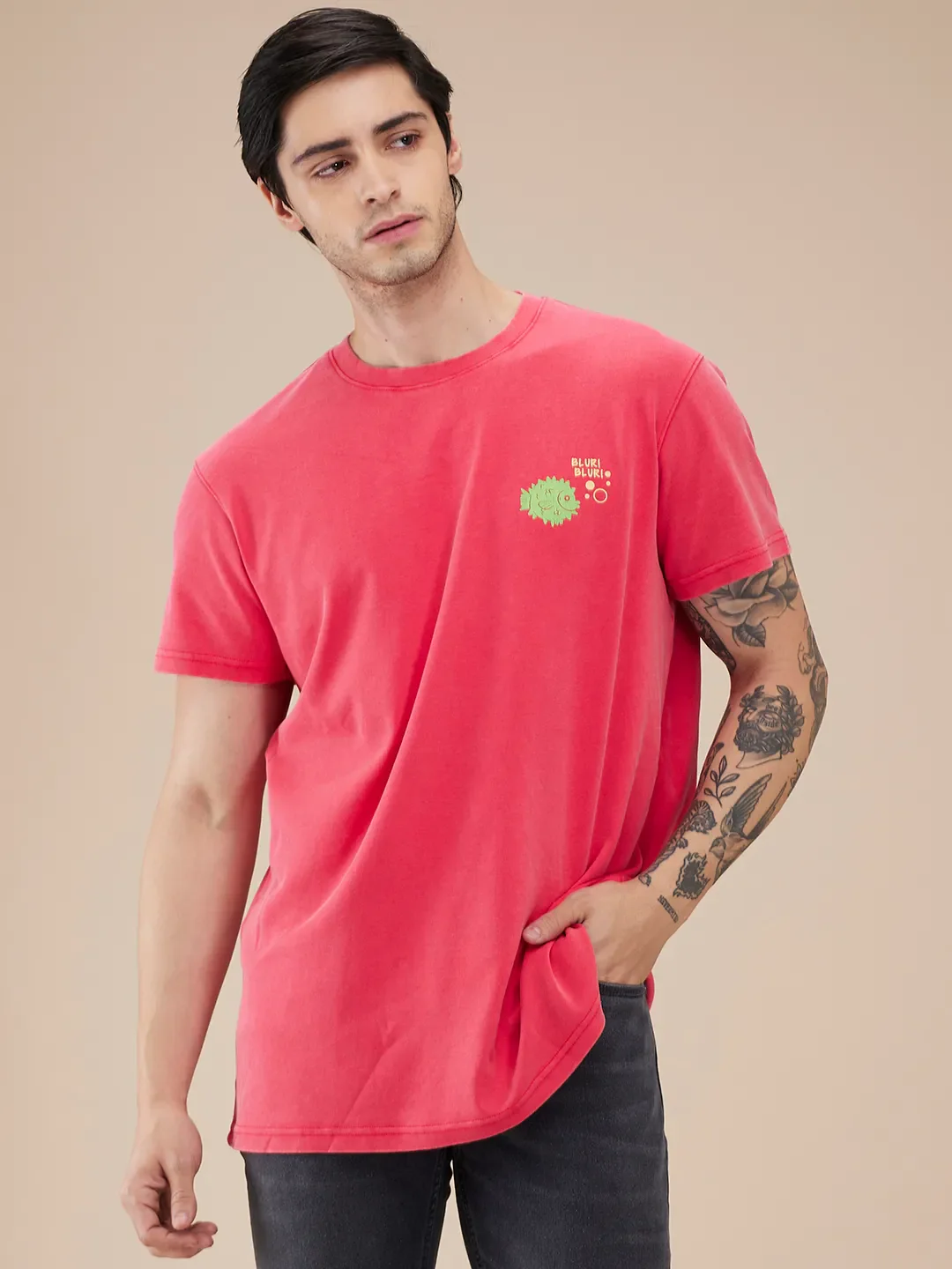 Raspberry Easy Fit Round Neck Men's T-Shirt by Being Human Clothing