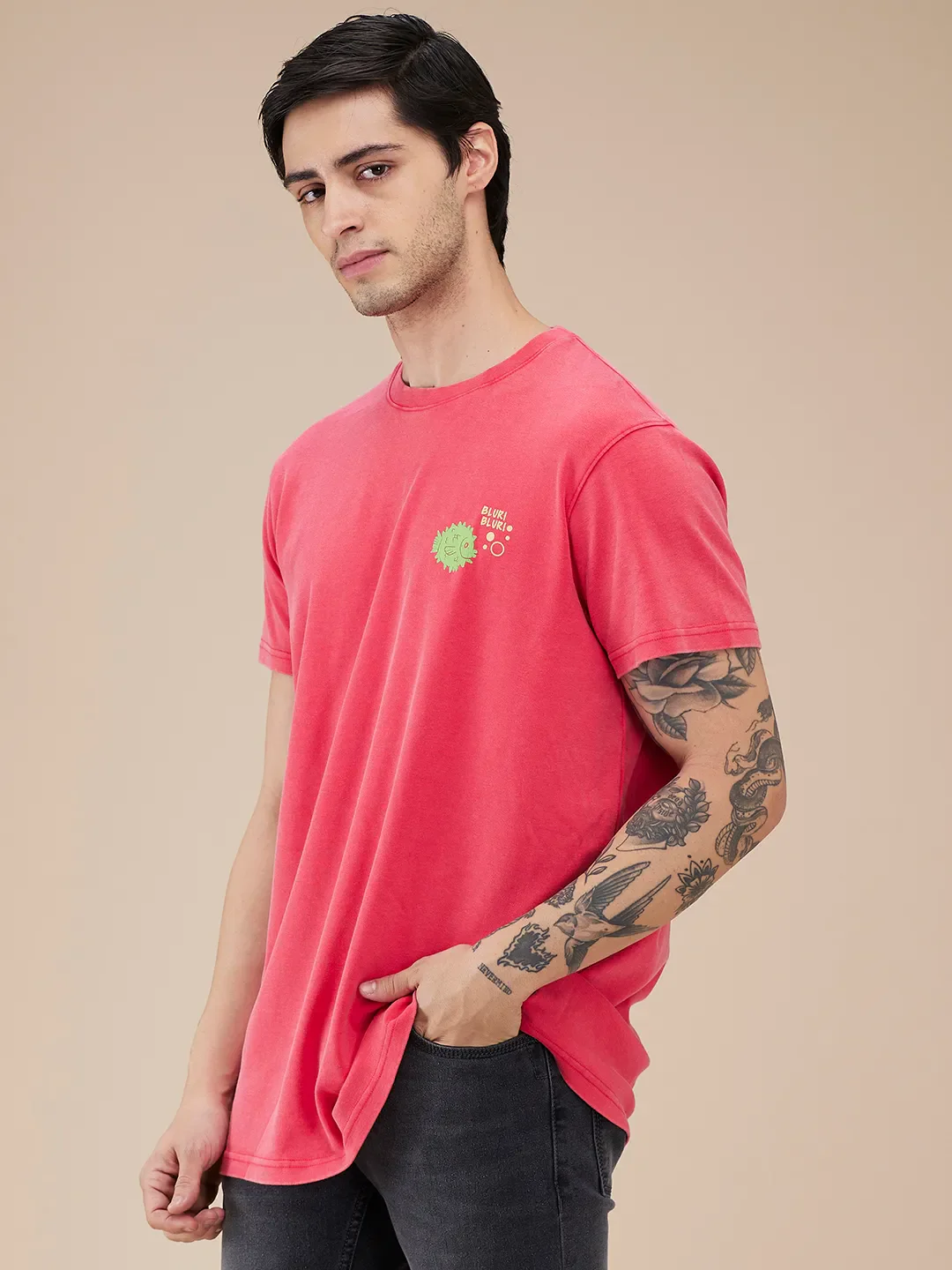 Raspberry Easy Fit Round Neck Men's T-Shirt by Being Human Clothing - Image 4