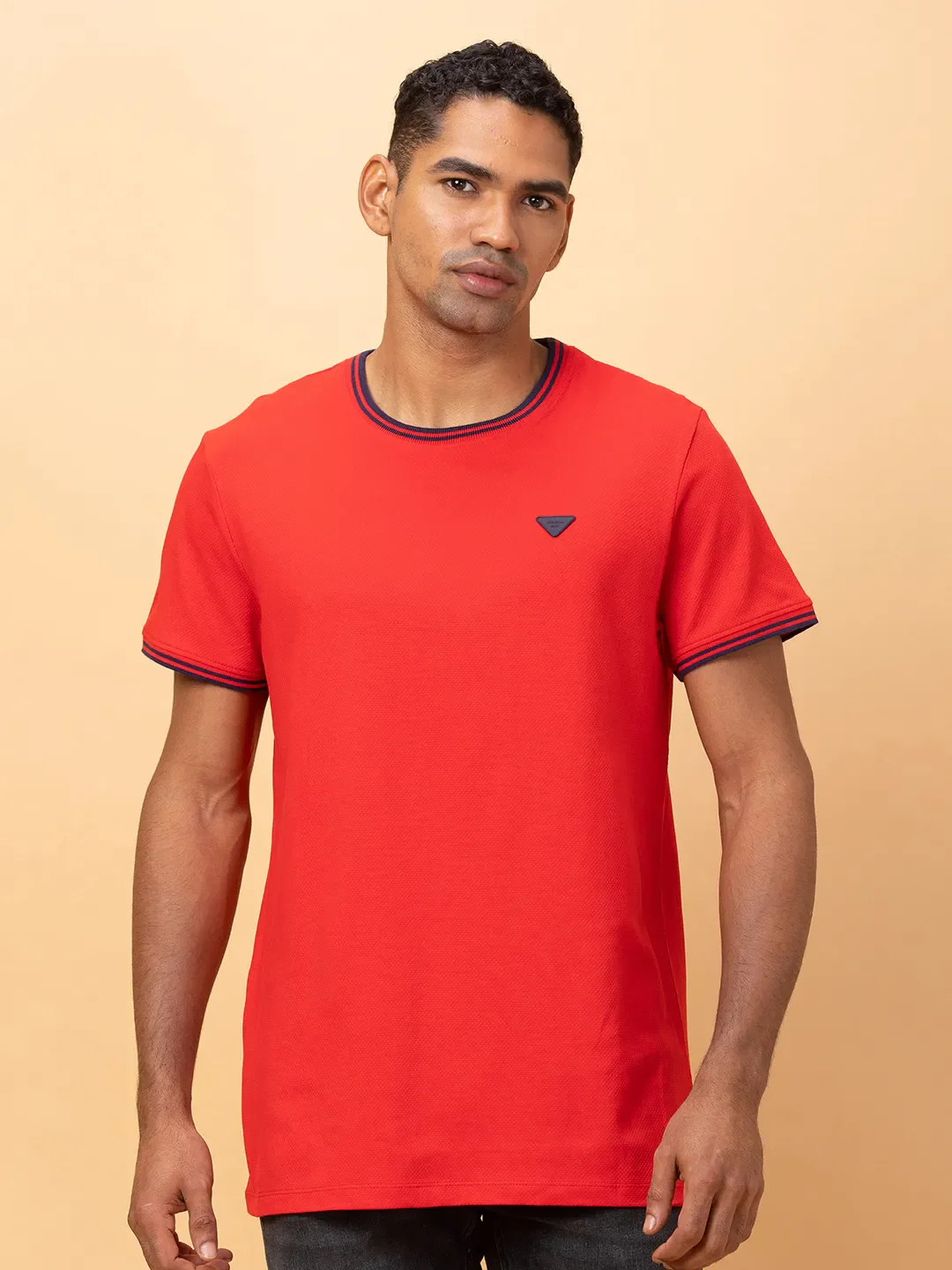 Red Regular Fit Round Neck Men's T-Shirt by Being Human Clothing
