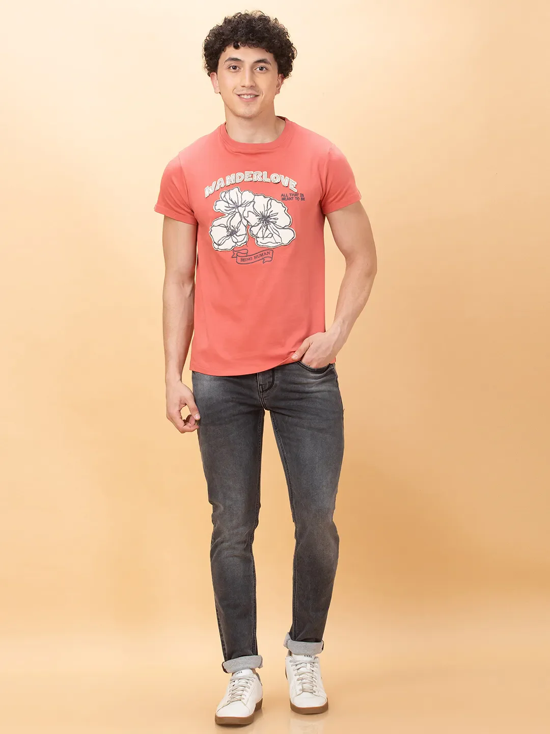 Red Earth Regular Fit Round Neck Men's T-Shirt by Being Human Clothing - Image 2
