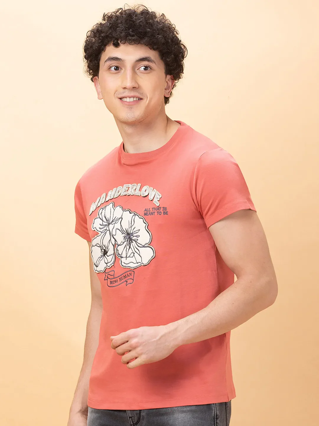 Red Earth Regular Fit Round Neck Men's T-Shirt by Being Human Clothing - Image 4