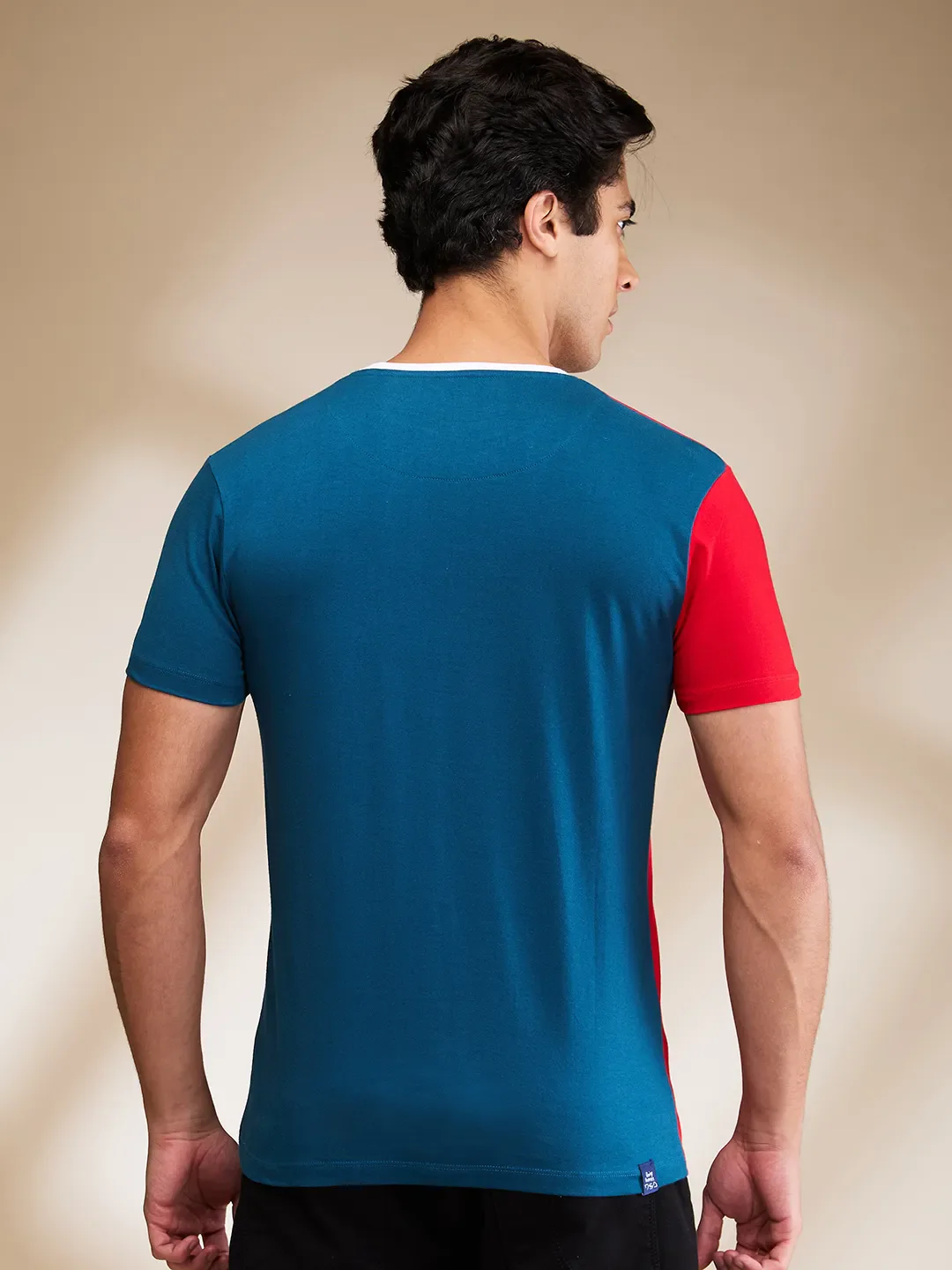 Red White Teal Regular Fit Round Neck Men's T-Shirt by Being Human Clothing - Image 3