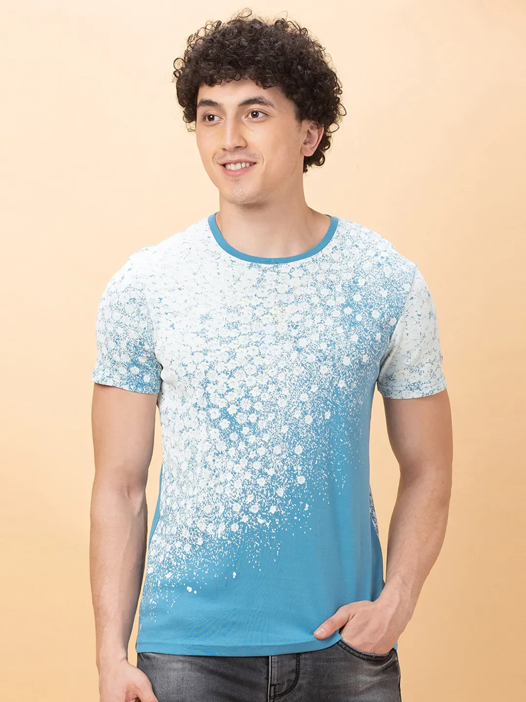 Royal Blue Slim Fit Round Neck Men's T-Shirt by Being Human Clothing