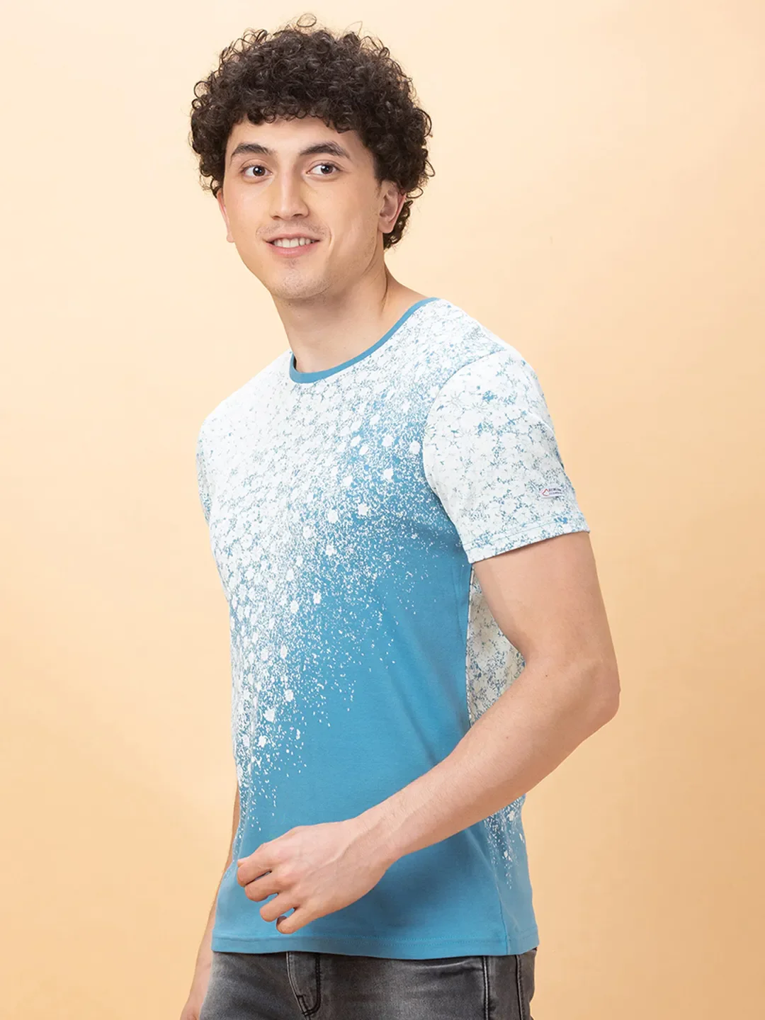 Royal Blue Slim Fit Round Neck Men's T-Shirt by Being Human Clothing - Image 4