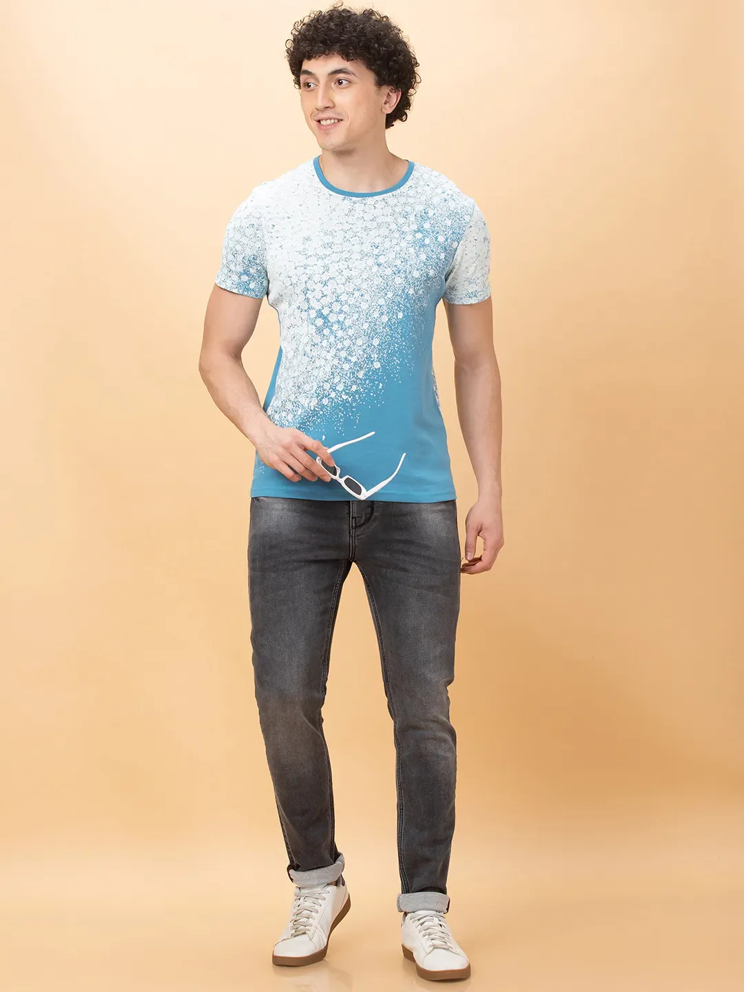 Royal Blue Slim Fit Round Neck Men's T-Shirt by Being Human Clothing - Image 6