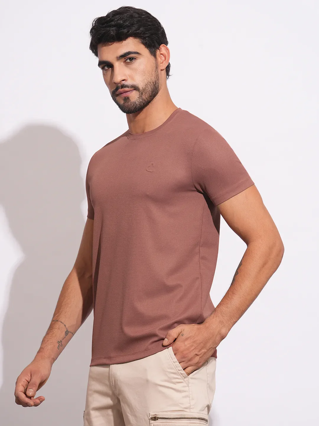 Rust Slim Fit Round Neck Men's T-Shirt by Being Human Clothing - Image 2