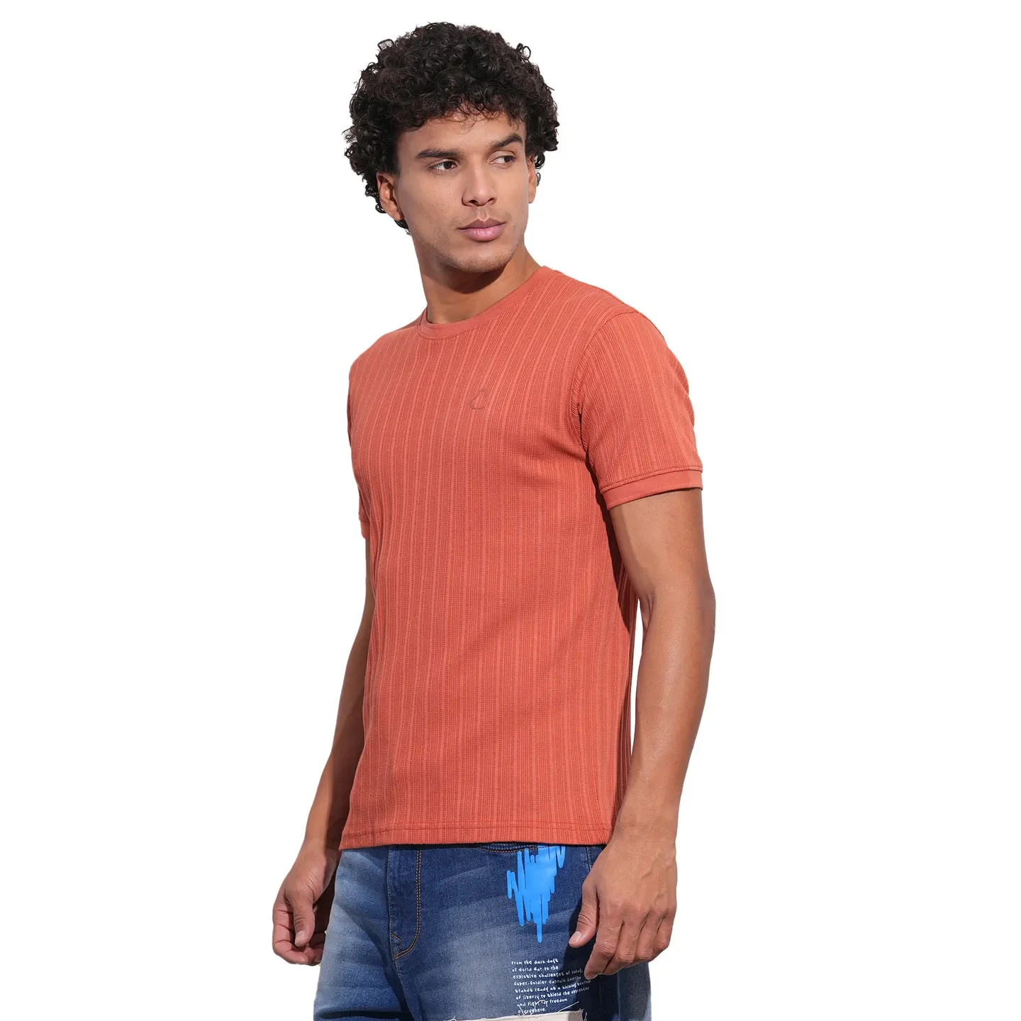 Rust Slim Fit Round Neck Men's T-Shirt by Being Human Clothing - Image 2
