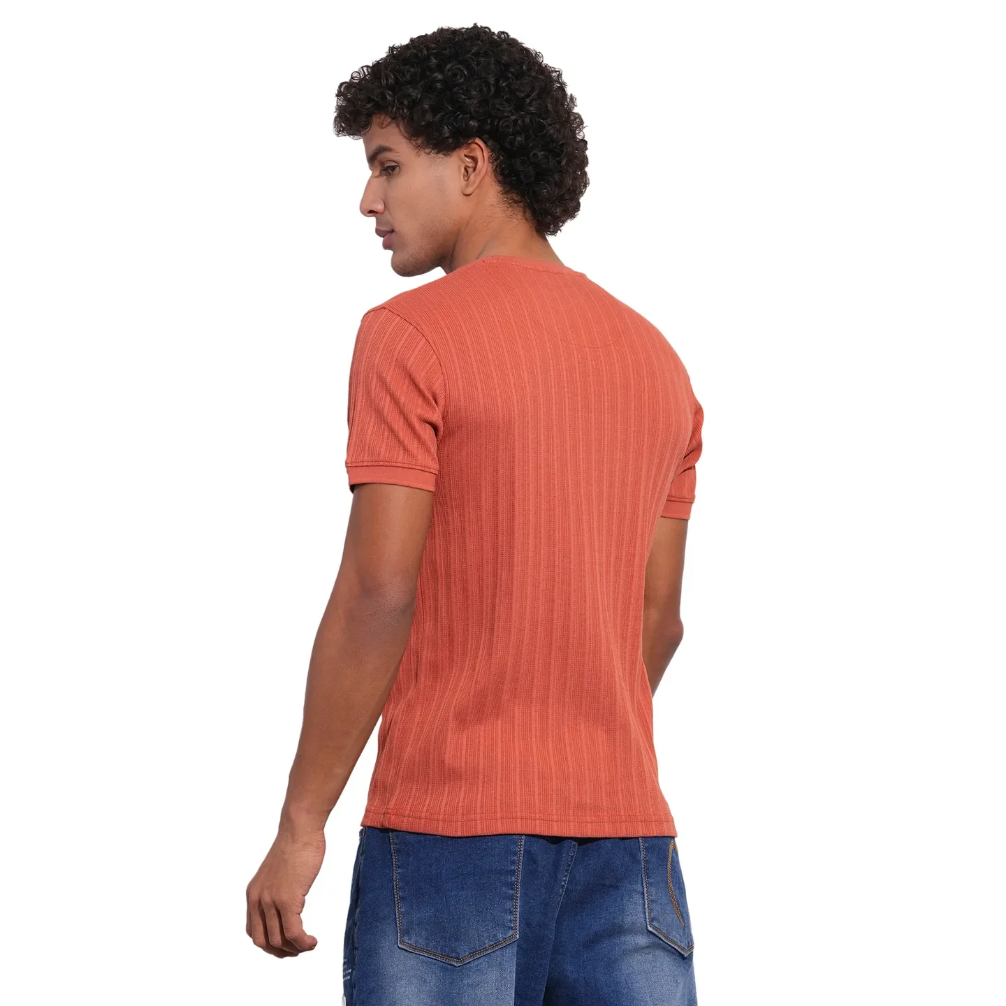 Rust Slim Fit Round Neck Men's T-Shirt by Being Human Clothing - Image 3
