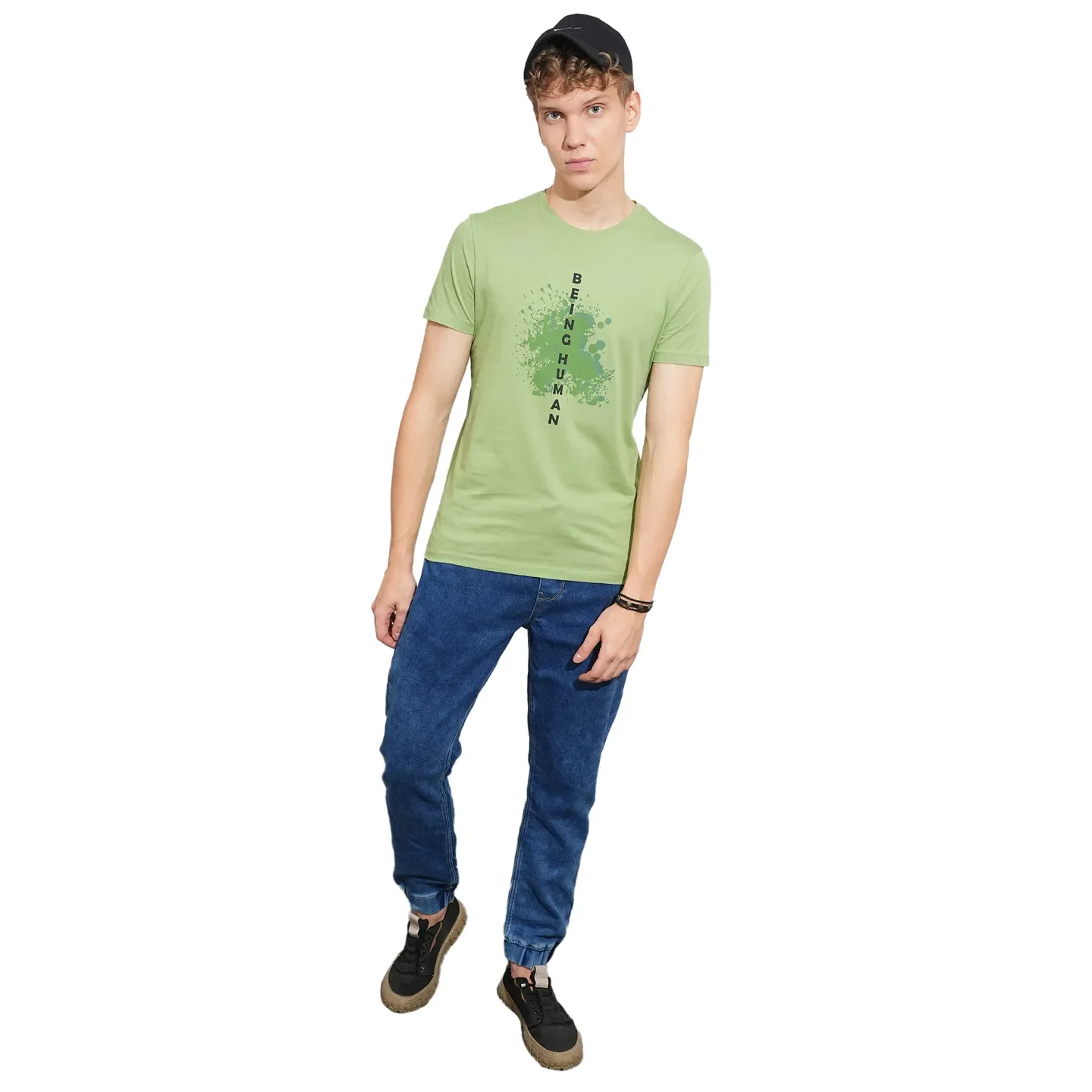 Green Regular Fit Men's Short Sleeves T-Shirt by Being Human Clothing - Image 4