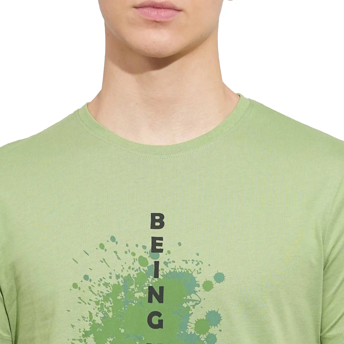 Green Regular Fit Men's Short Sleeves T-Shirt by Being Human Clothing - Image 5