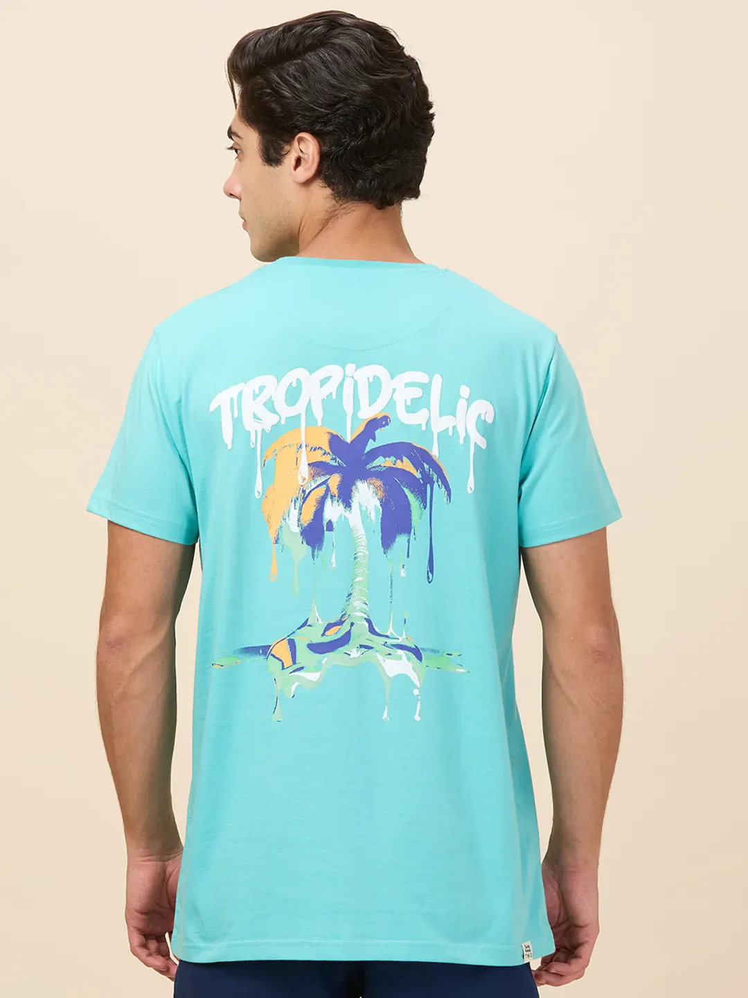 Sea Green Easy Fit Round Neck Men's T-Shirt by Being Human Clothing - Image 3