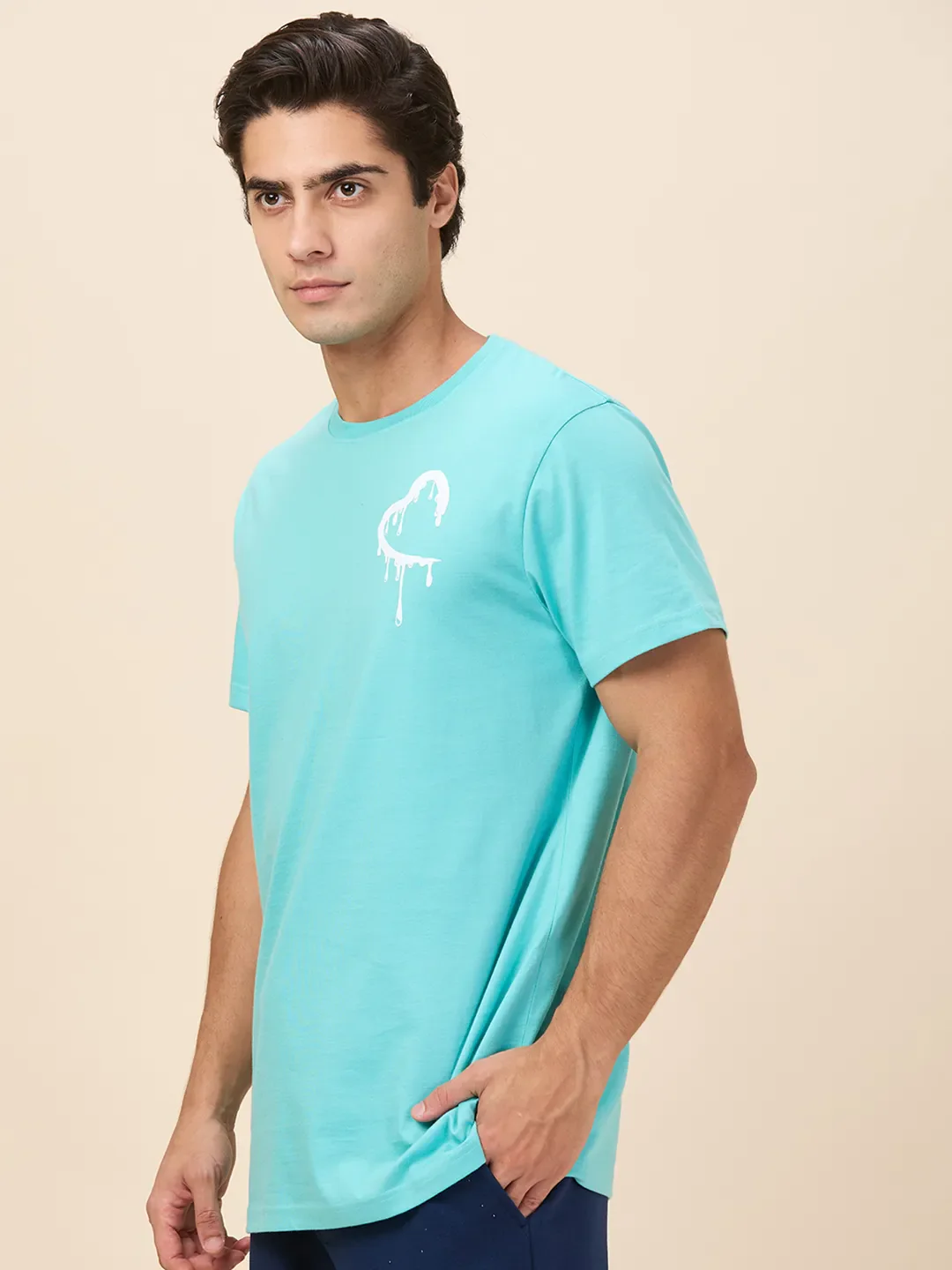 Sea Green Easy Fit Round Neck Men's T-Shirt by Being Human Clothing - Image 4