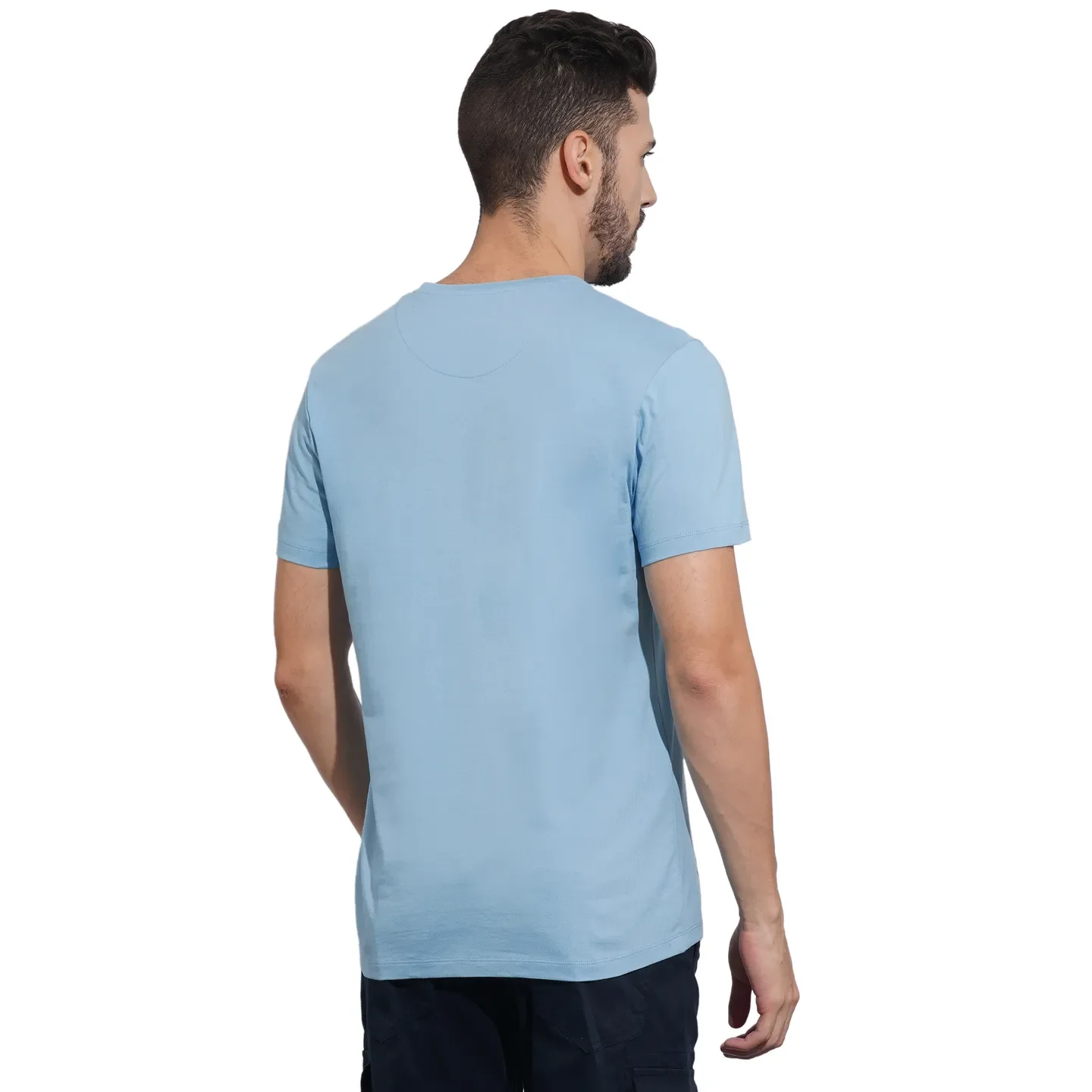Light Blue Regular Fit Men's Short Sleeves T-Shirt by Being Human Clothing - Image 3