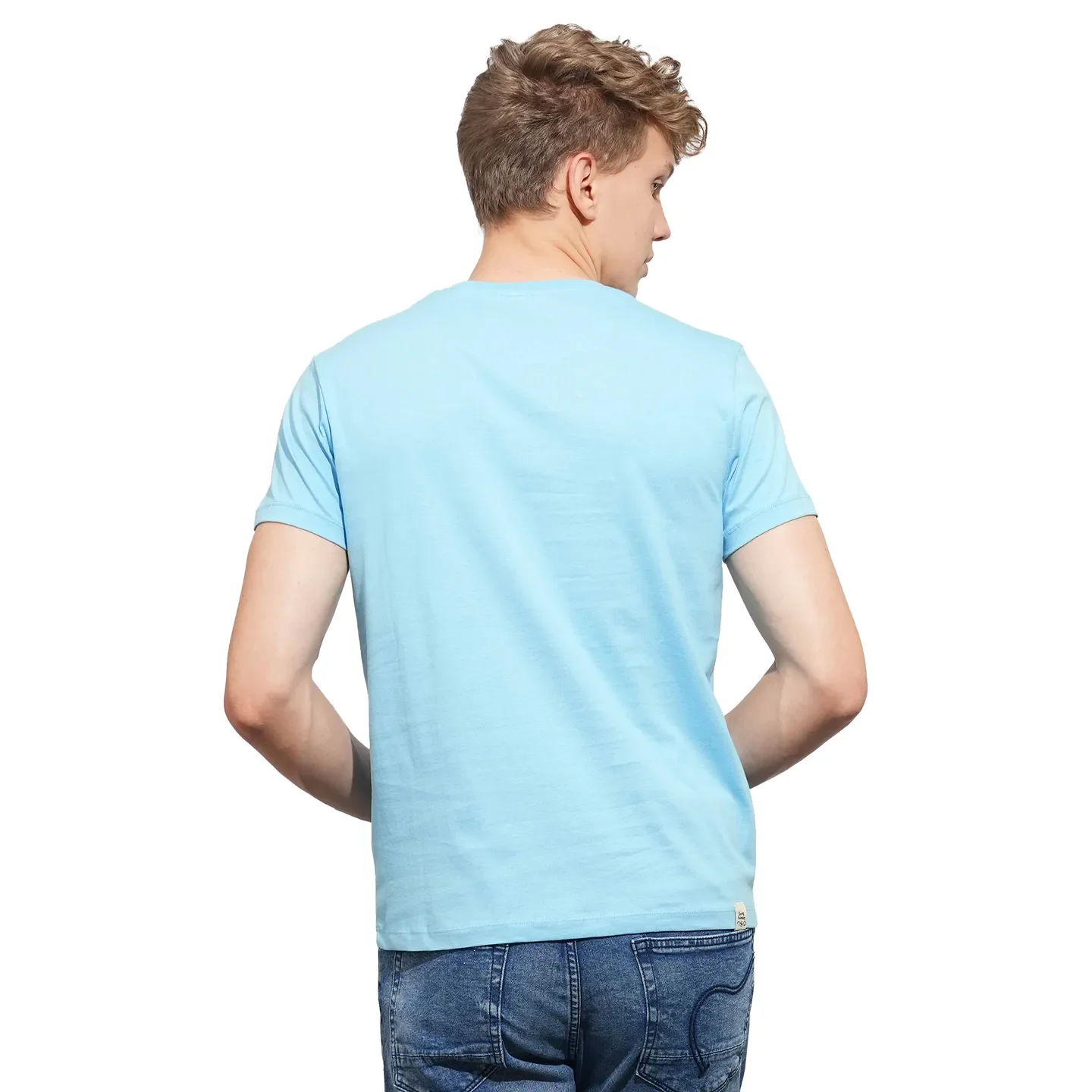 Blue Regular Fit Men's Short Sleeves T-Shirt by Being Human Clothing - Image 3