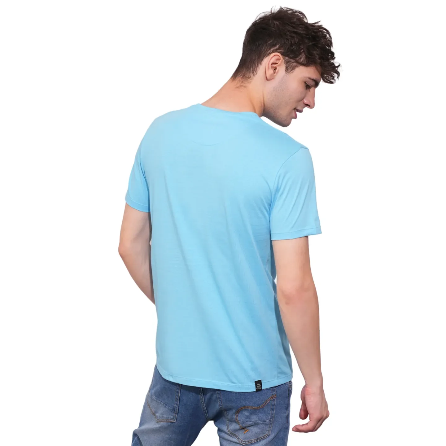 Sky Blue Regular Fit Round Neck Men's T-Shirt by Being Human Clothing - Image 3