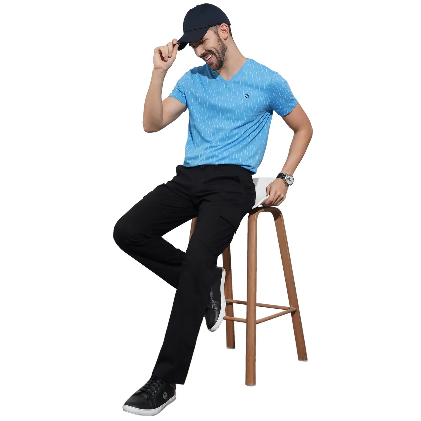 Blue Regular Fit Men's T-Shirt by Being Human Clothing - Image 4