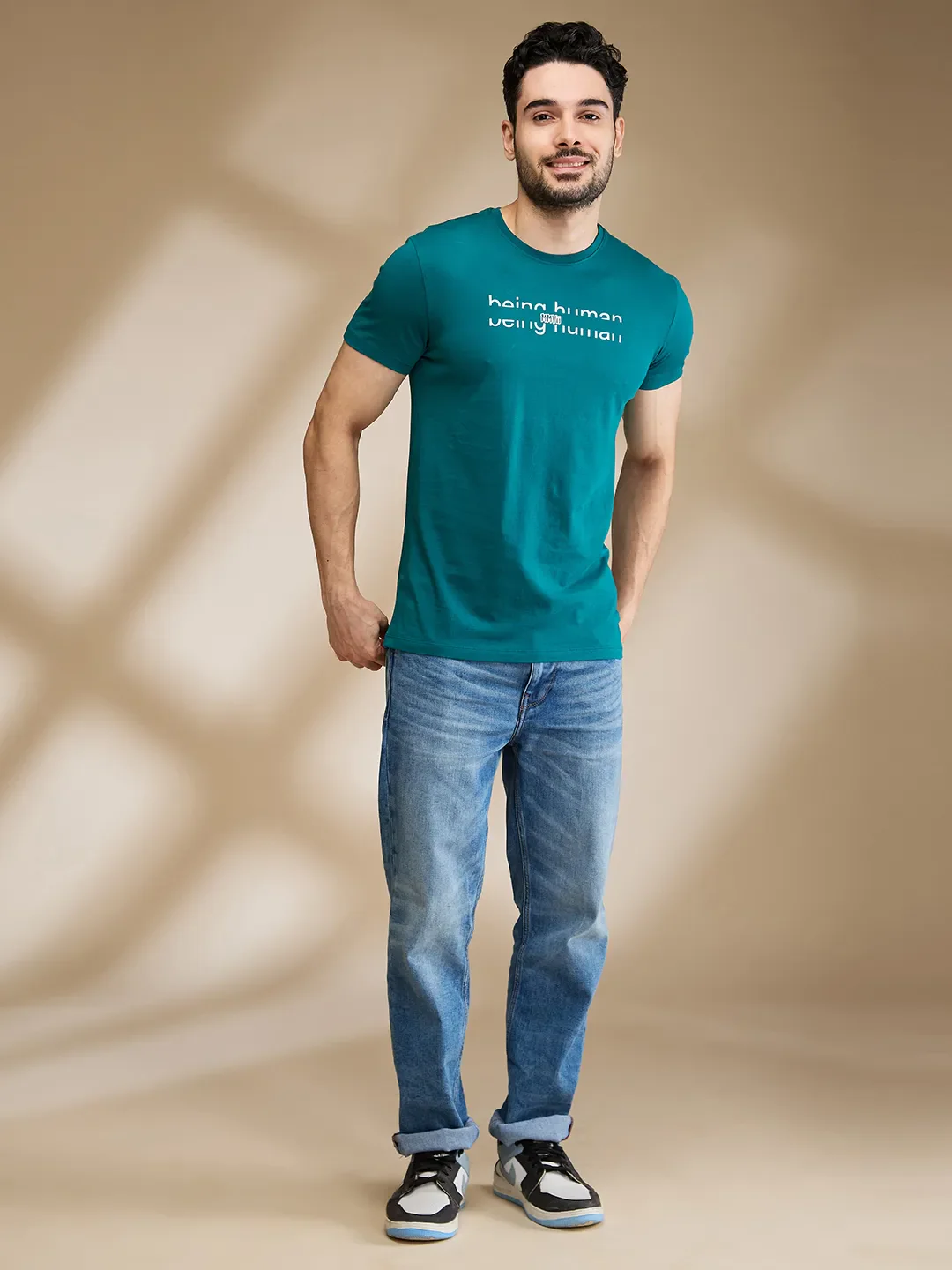 Dark Green Regular Fit Men's Short Sleeves T-Shirt by Being Human Clothing - Image 2