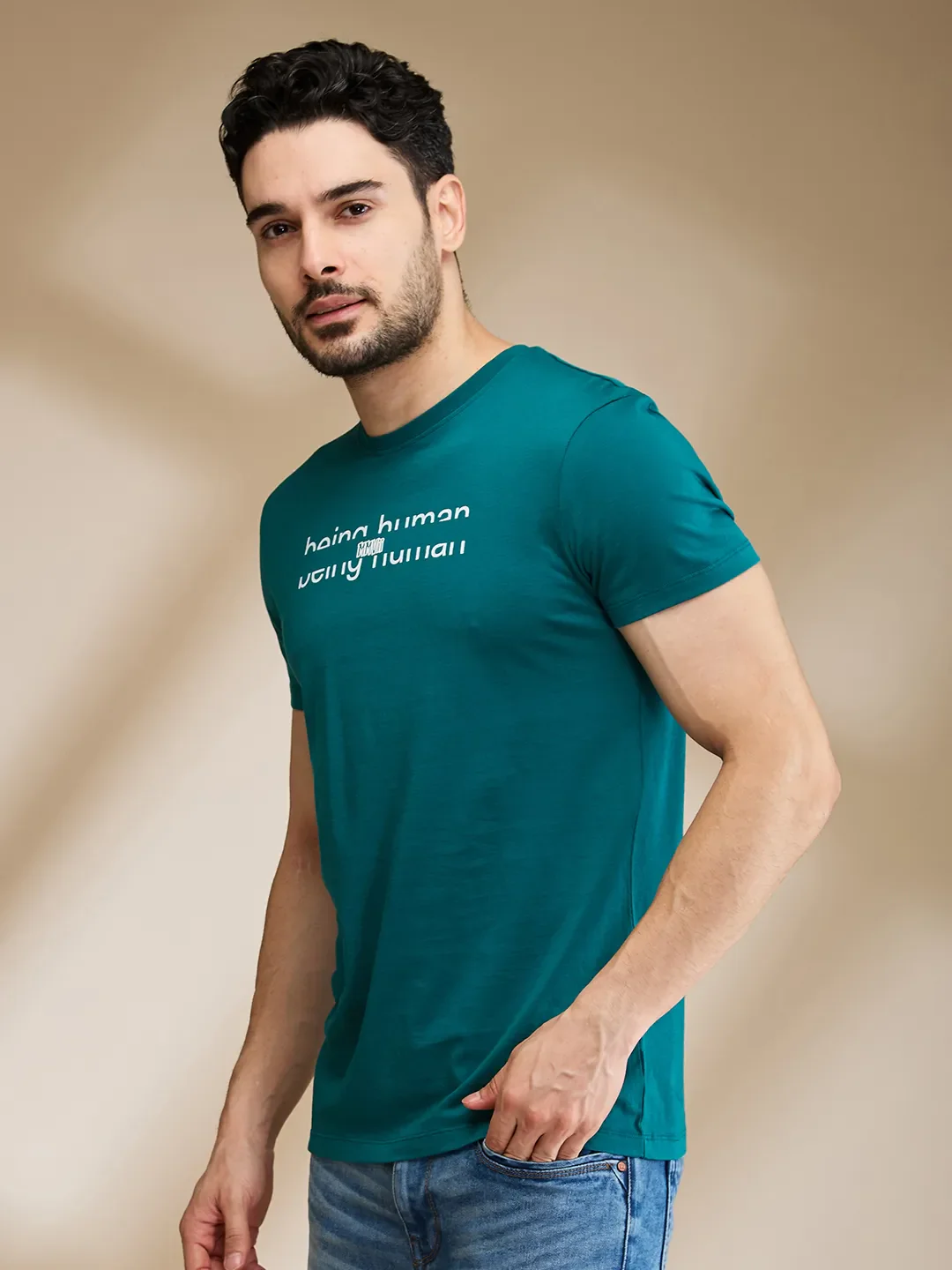 Dark Green Regular Fit Men's Short Sleeves T-Shirt by Being Human Clothing - Image 4