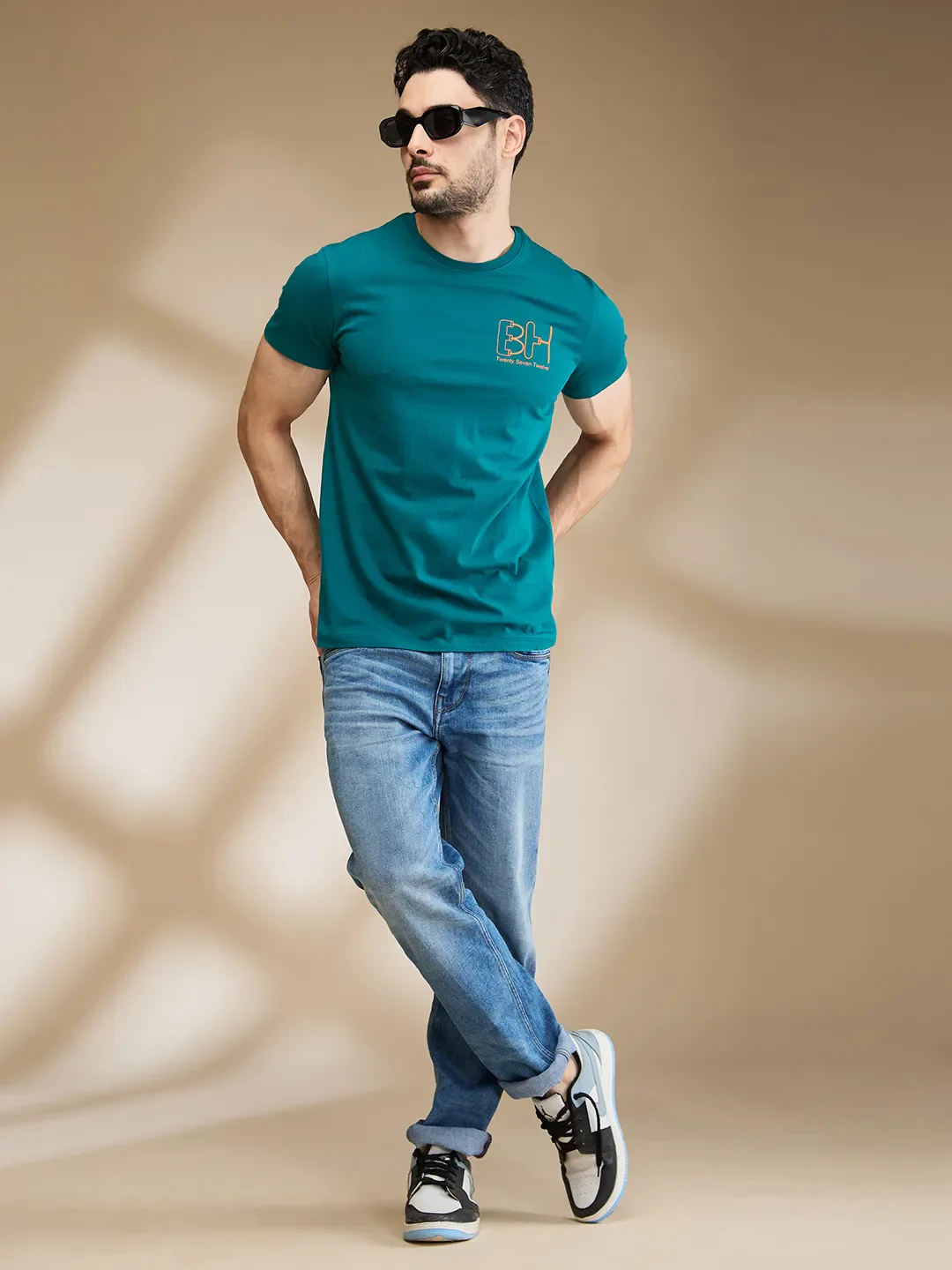 Dark Green Regular Fit Men's Short Sleeves T-Shirt by Being Human Clothing - Image 6