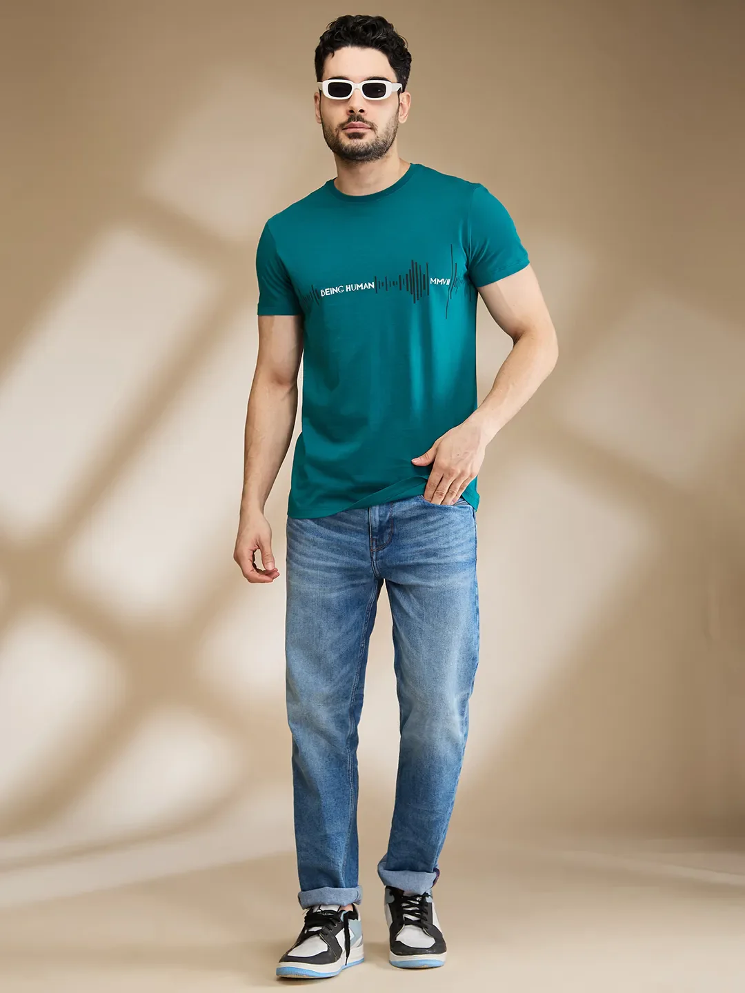 Dark Green Regular Fit Men's Short Sleeves T-Shirt by Being Human Clothing - Image 6