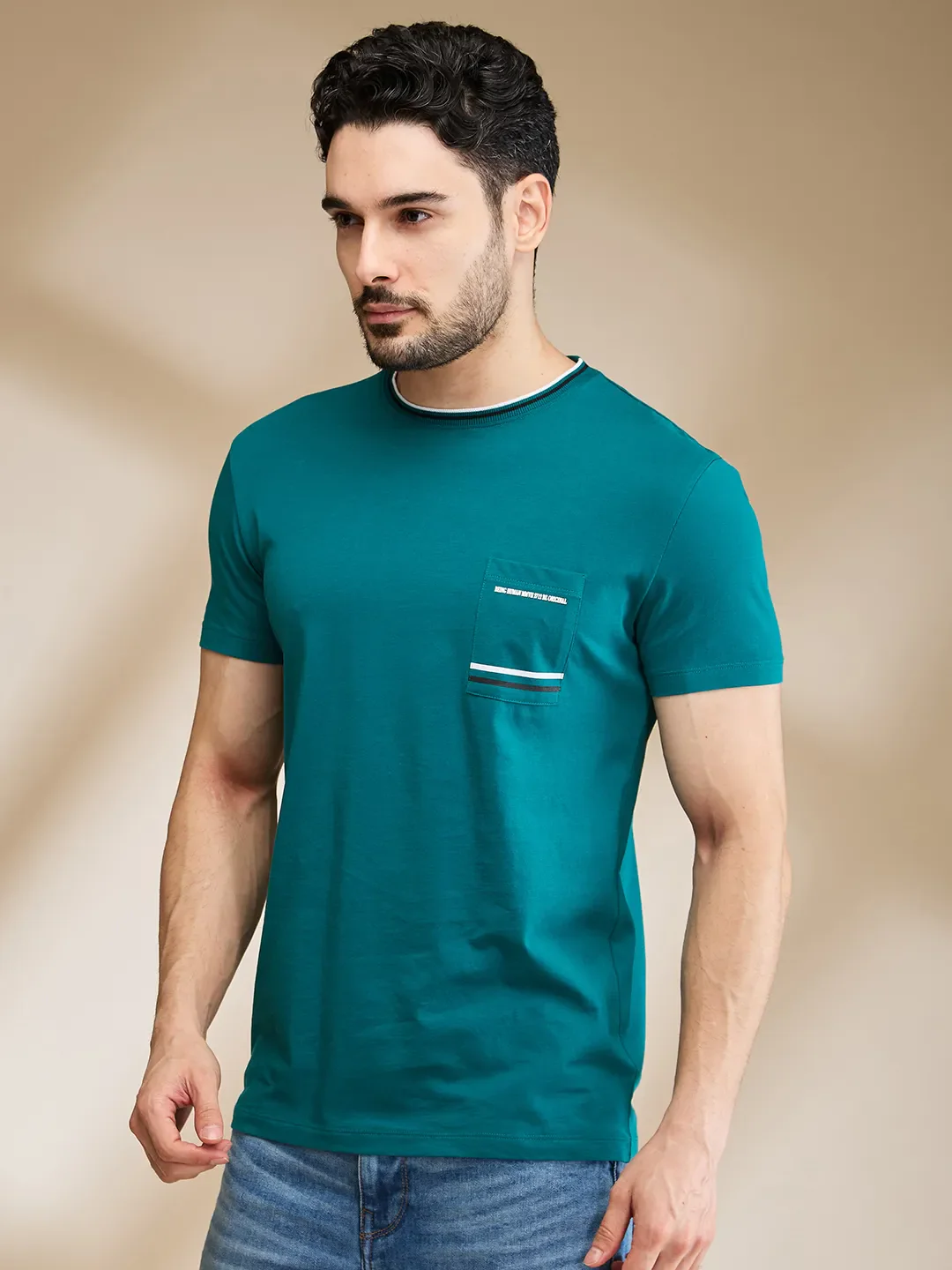 Dark Green Regular Fit Men's Short Sleeves T-Shirt by Being Human Clothing - Image 4
