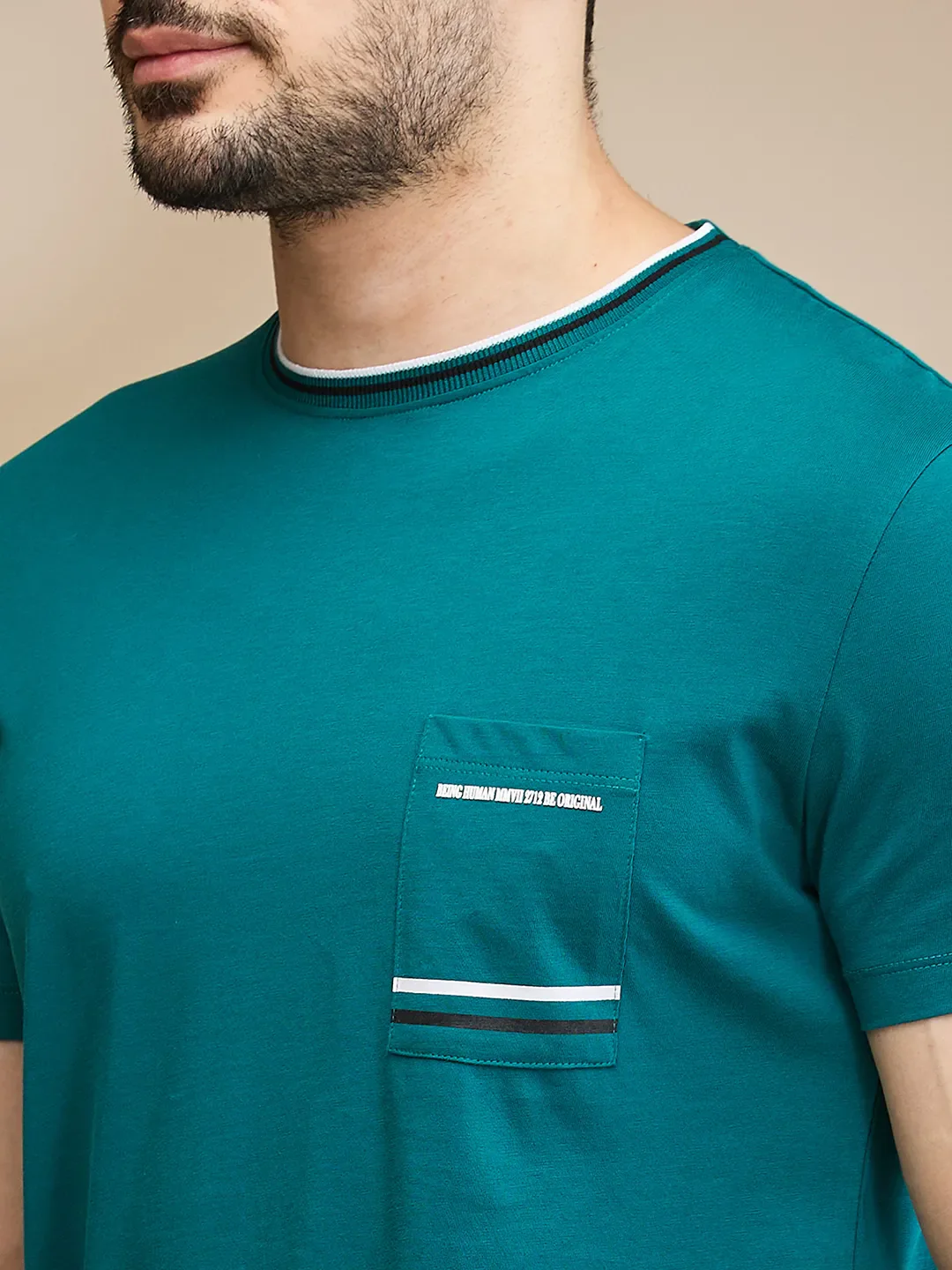 Dark Green Regular Fit Men's Short Sleeves T-Shirt by Being Human Clothing - Image 5