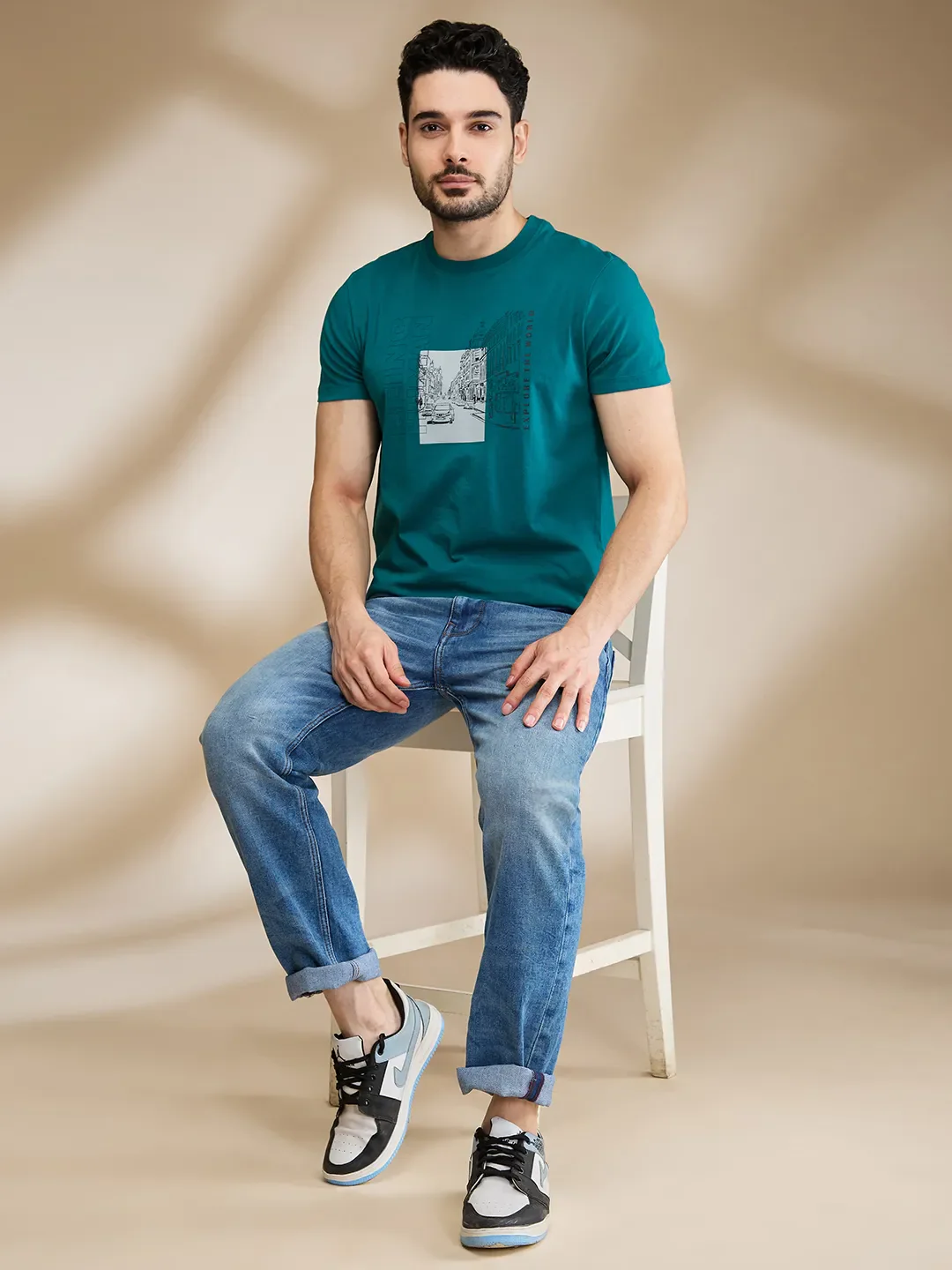 Dark Green Regular Fit Men's Short Sleeves T-Shirt by Being Human Clothing - Image 6