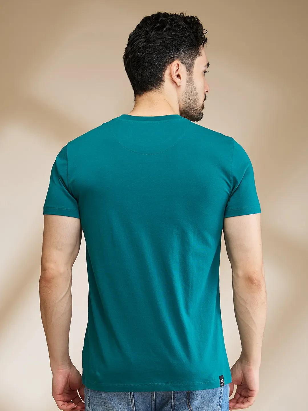 Teal Regular Fit Round Neck Men's T-Shirt by Being Human Clothing - Image 3