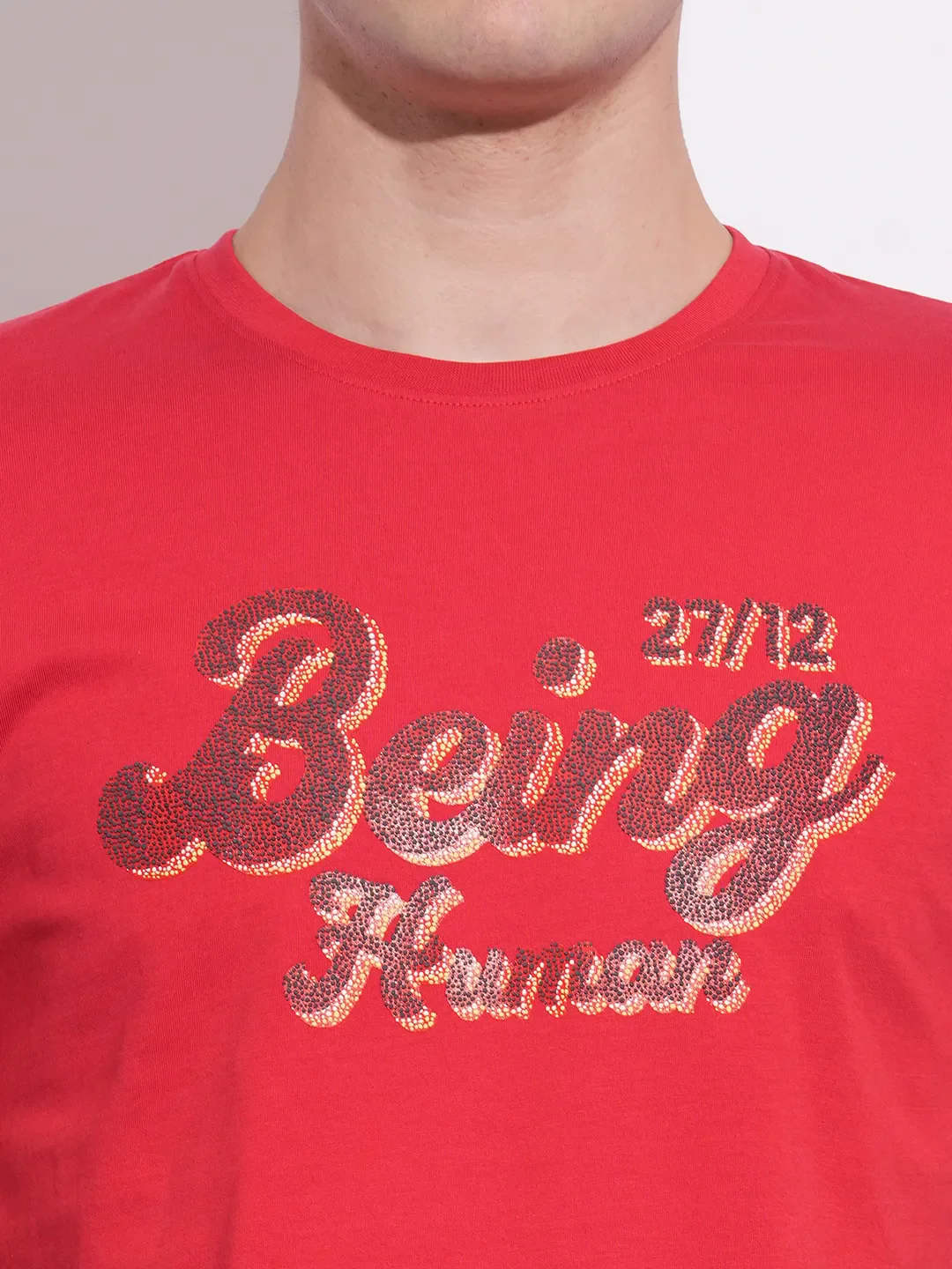 Red Slim Fit Men's Short Sleeves T-Shirt by Being Human Clothing - Image 5