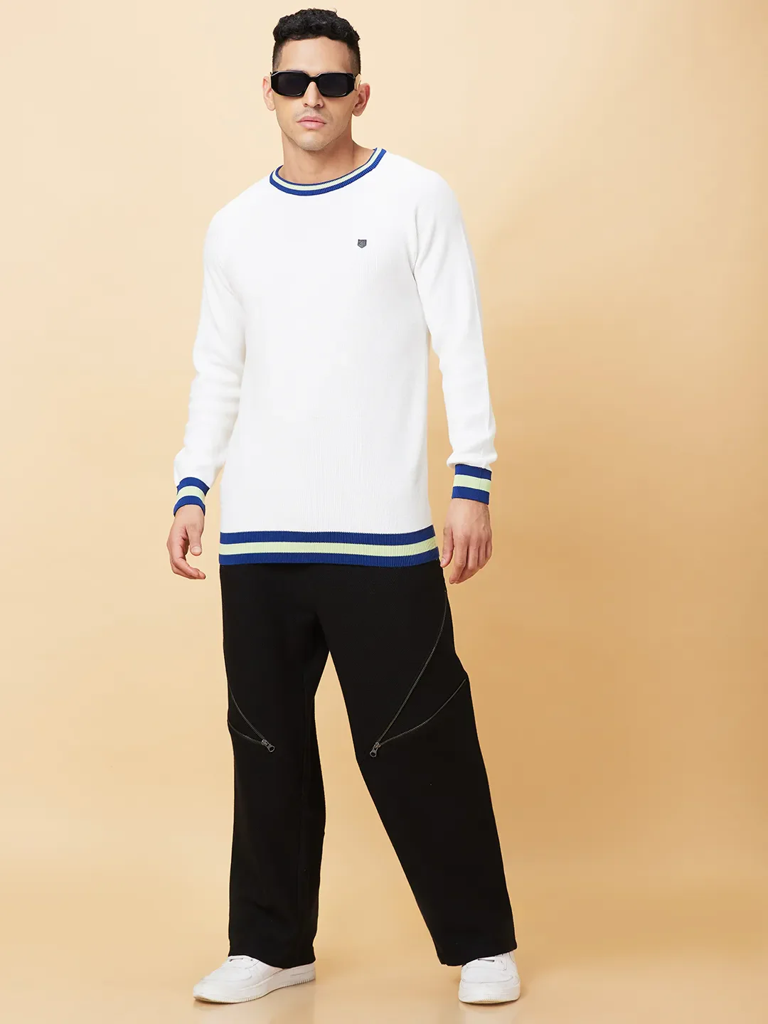 White Regular Fit Round Neck Men's T-Shirt by Being Human Clothing - Image 6