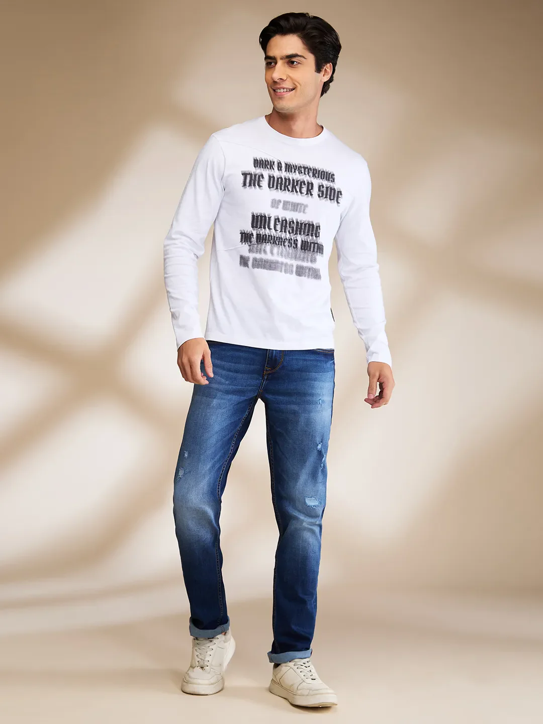 White Slim Fit Round Neck Men's T-Shirt by Being Human Clothing - Image 2