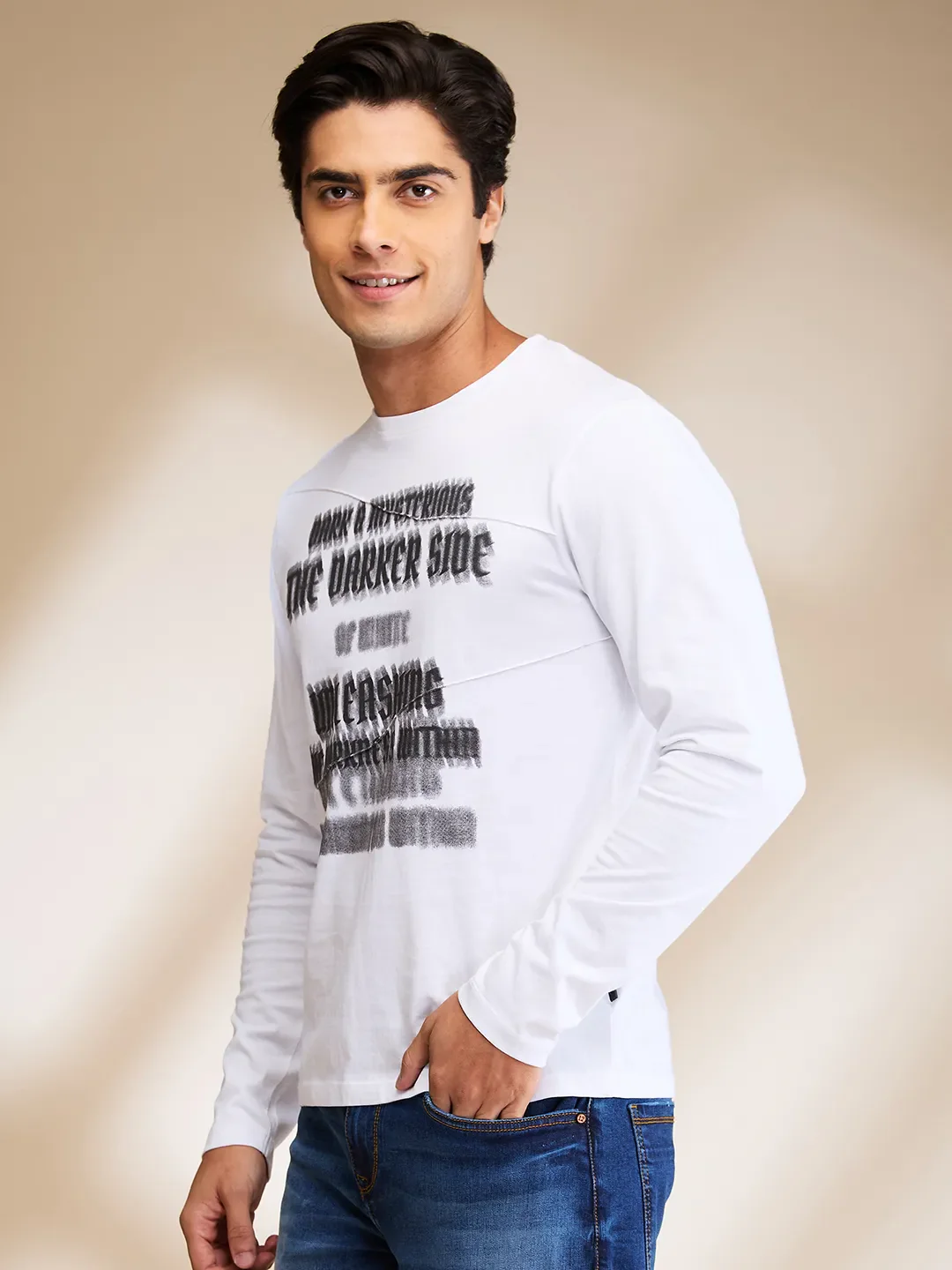 White Slim Fit Round Neck Men's T-Shirt by Being Human Clothing - Image 4