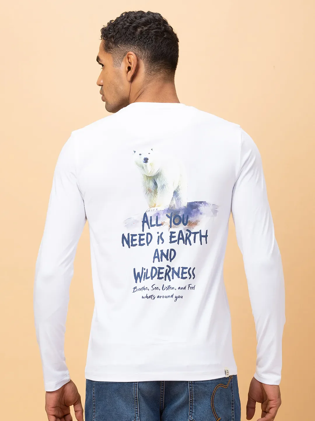 White Regular Fit Round Neck Men's T-Shirt by Being Human Clothing - Image 3
