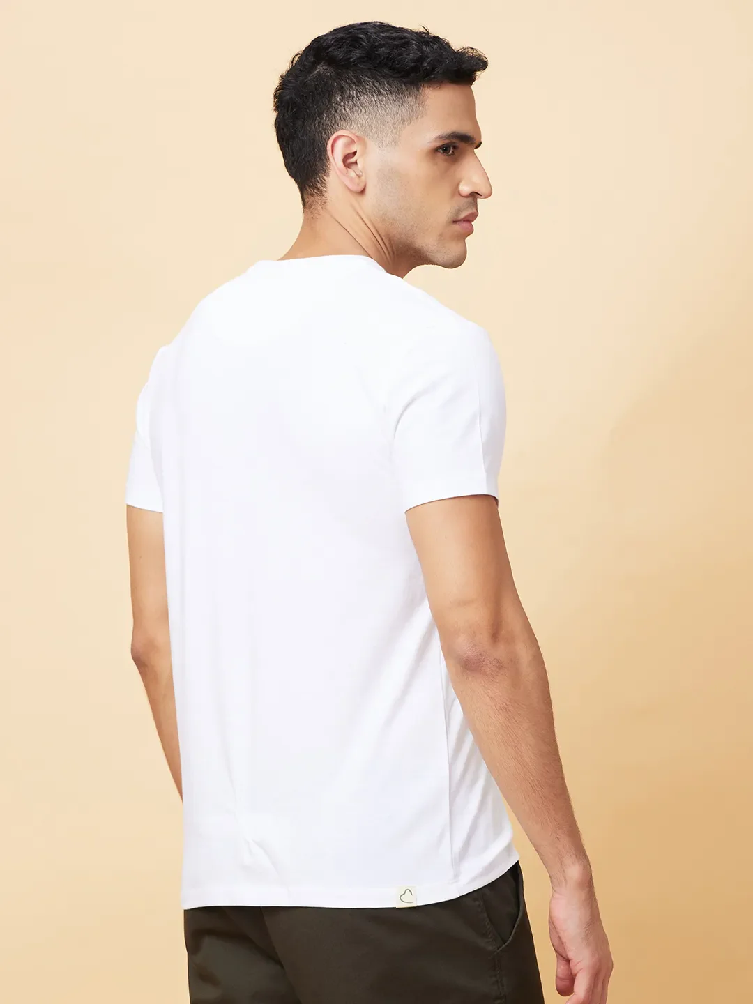 White Regular Fit Round Neck Men's T-Shirt by Being Human Clothing - Image 3