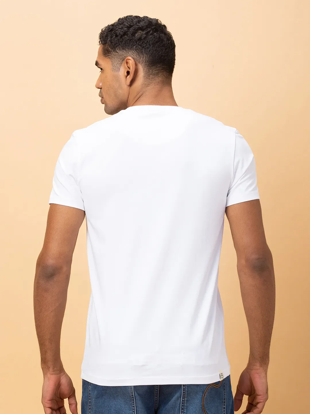 White Regular Fit Round Neck Men's T-Shirt by Being Human Clothing - Image 3