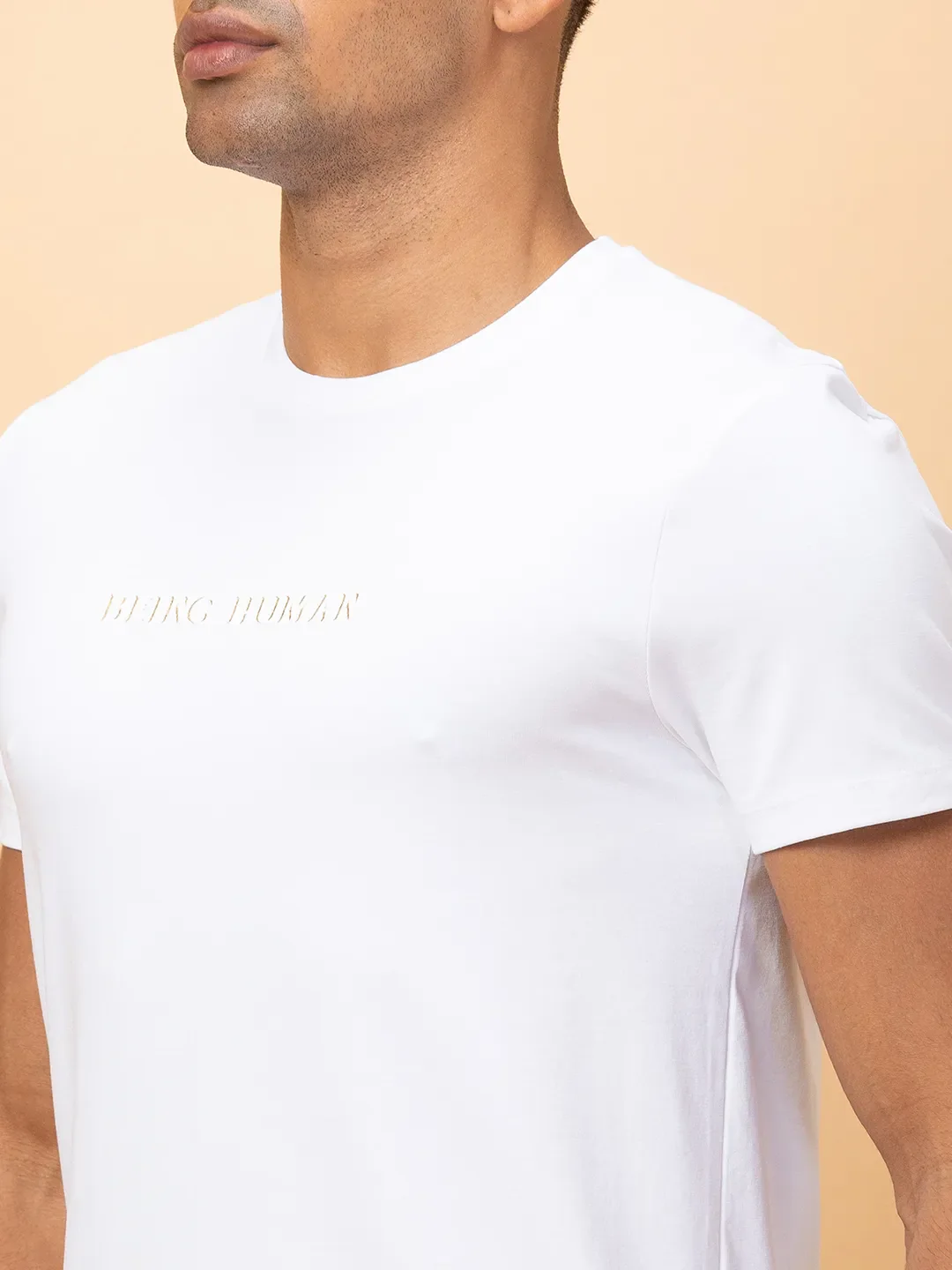 White Regular Fit Round Neck Men's T-Shirt by Being Human Clothing - Image 5