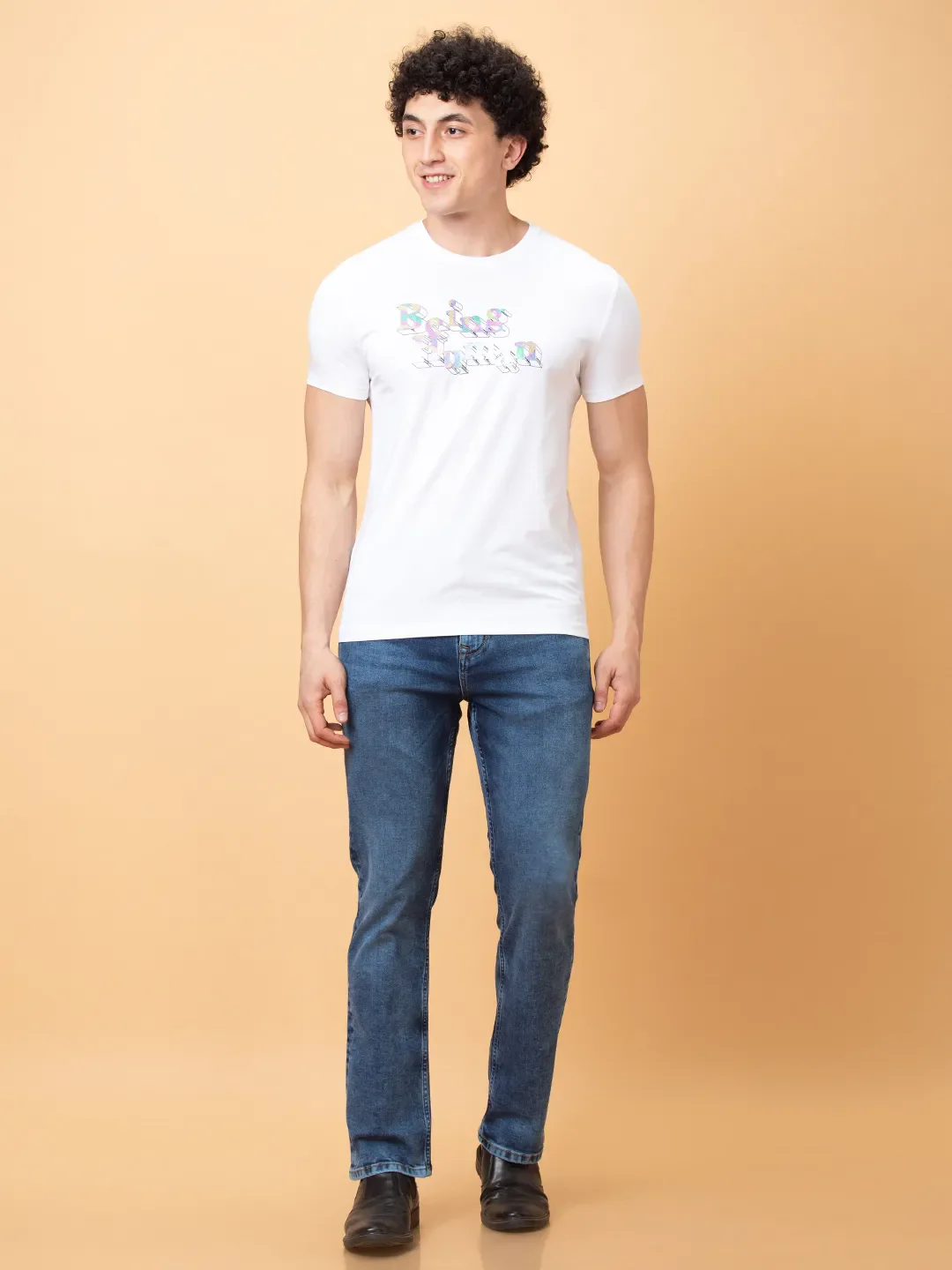 White Regular Fit Round Neck Men's T-Shirt by Being Human Clothing - Image 2