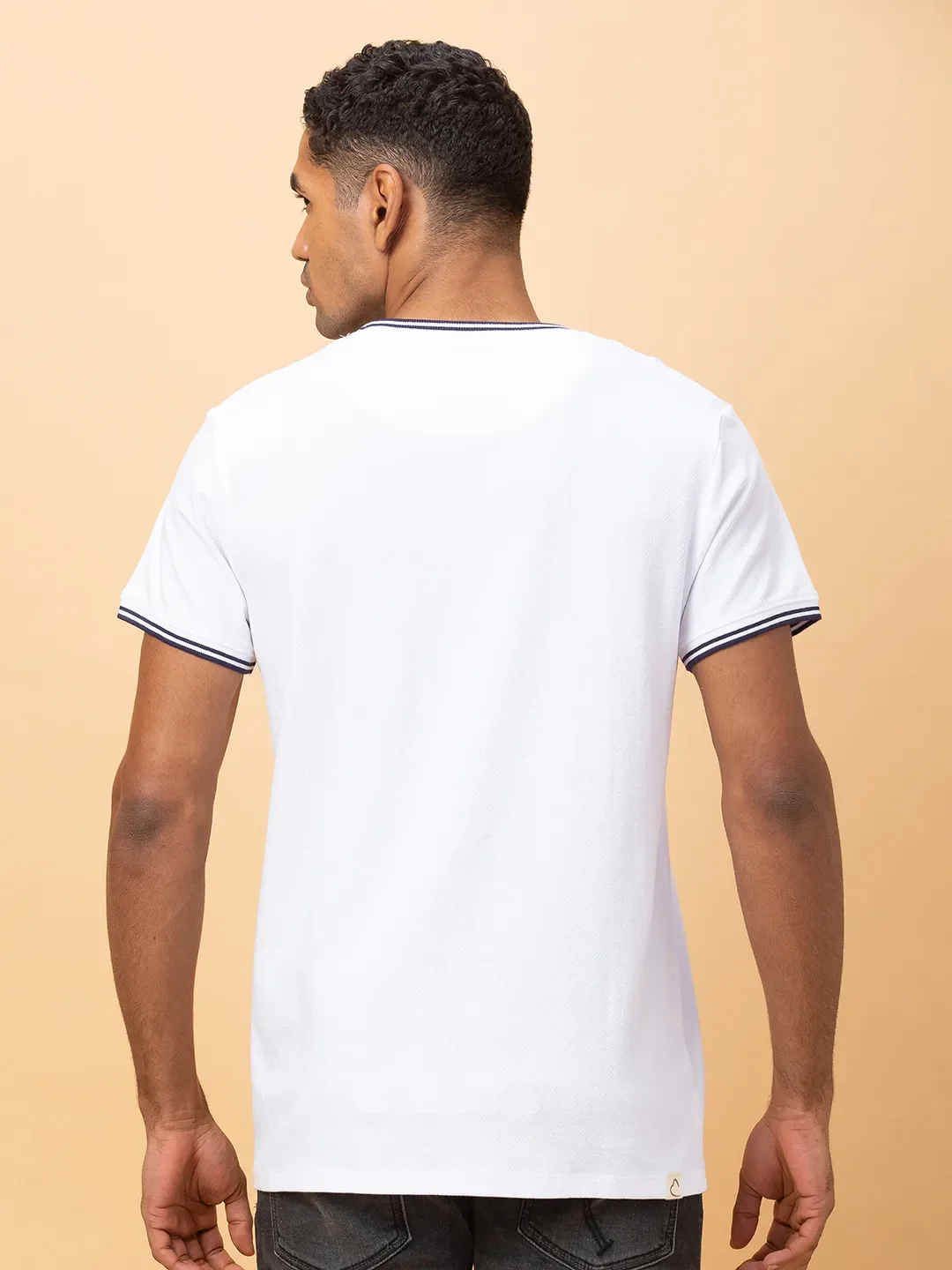 White Regular Fit Round Neck Men's T-Shirt by Being Human Clothing - Image 3